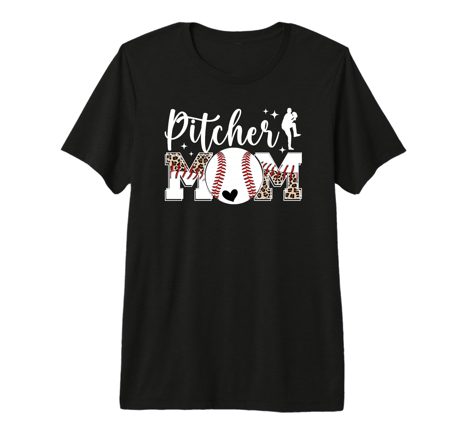 Baseball Pitcher Mom Leopard Mom T-Shirt - Graphic Print Men Women - T-Shirt, Sweatshirt, Hoodie