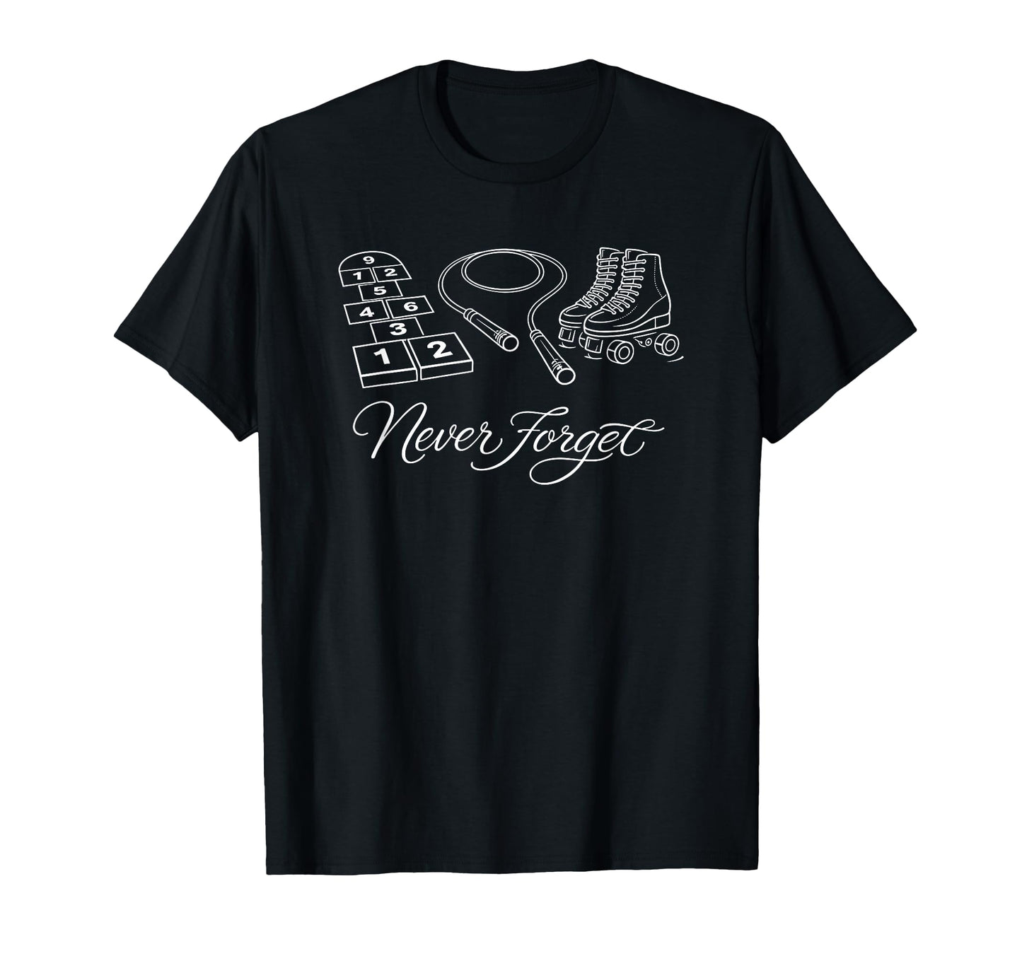 Never Forget Jump Rope Skates T-Shirt - Minimalist Print Unisex - T-Shirt, Sweatshirt, Hoodie