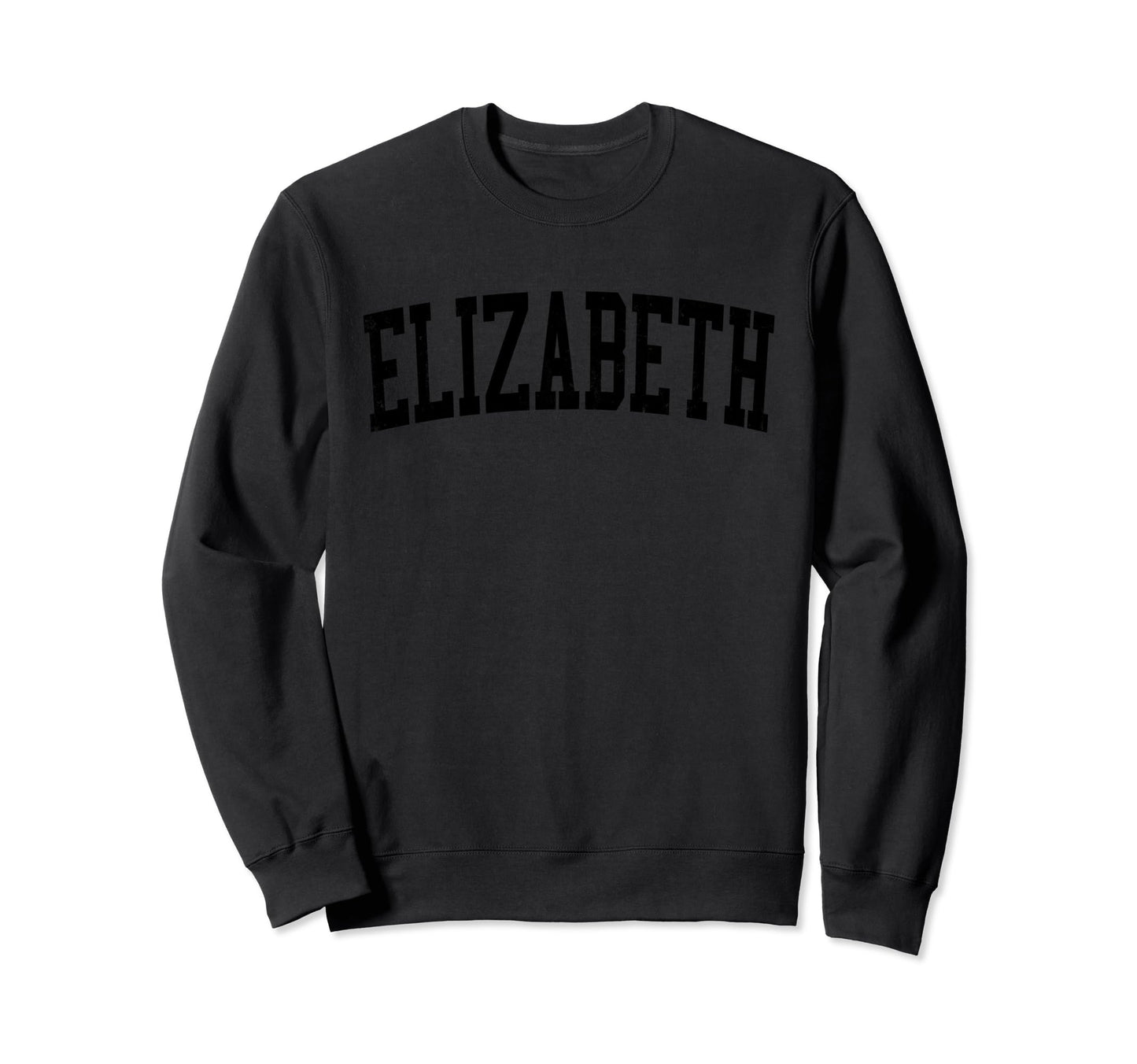 Elizabeth Nj Distressed Black Varsity Sweatshirt - Trendy Graphic Unisex - T-Shirt, Sweatshirt, Hoodie