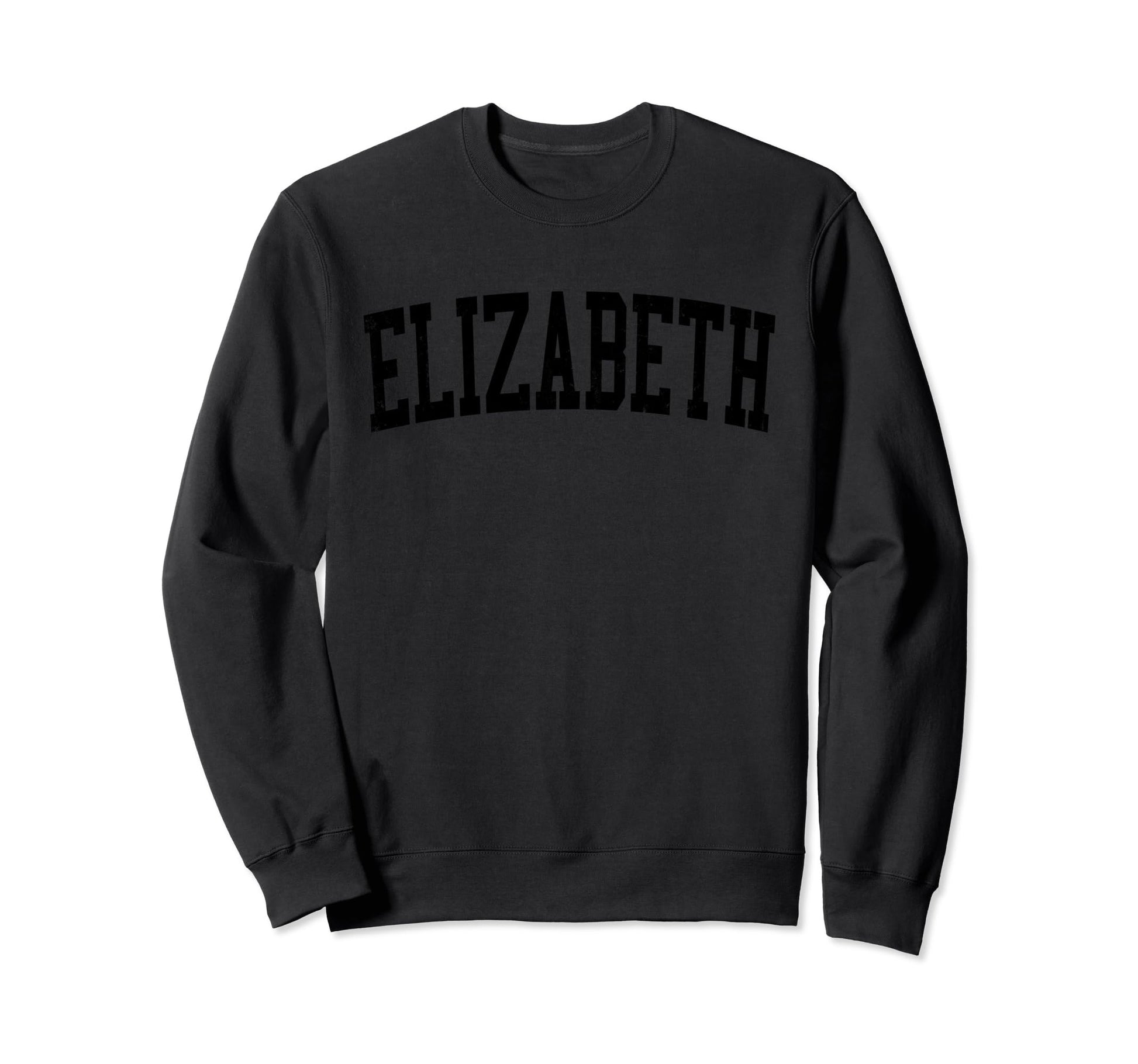 Elizabeth Nj Distressed Black Varsity Sweatshirt - Trendy Graphic Unisex - T-Shirt, Sweatshirt, Hoodie