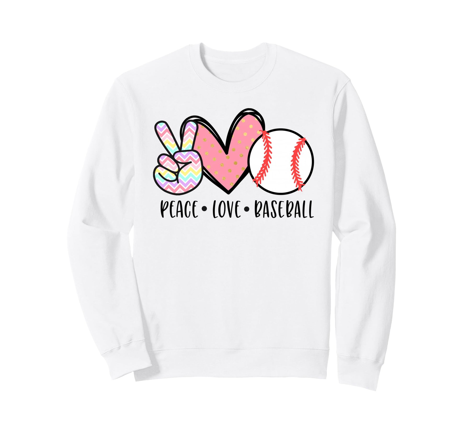 Peace Love Baseball Funny Sweatshirt - Casual Everyday Wear for Adults - T-Shirt, Sweatshirt, Hoodie