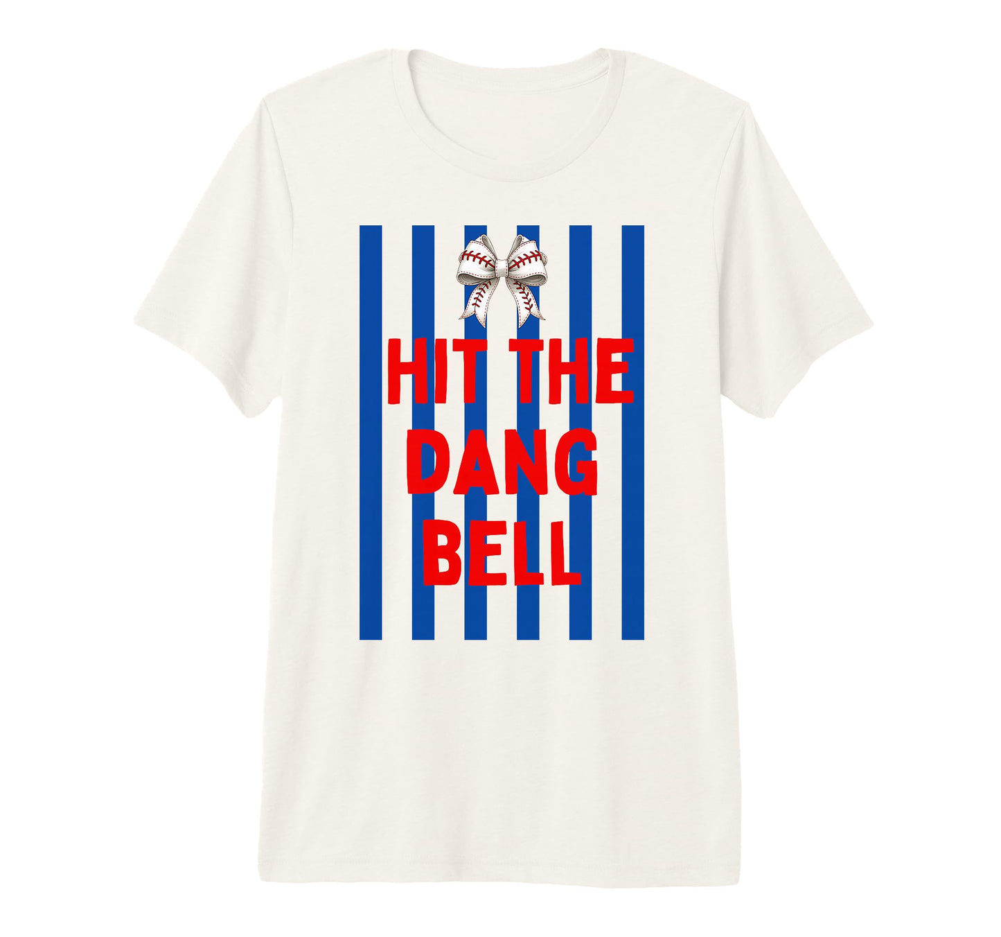 Striped Baseball Hit Dang Ball Bow T-Shirt - Aesthetic Graphic for Adults - T-Shirt, Sweatshirt, Hoodie