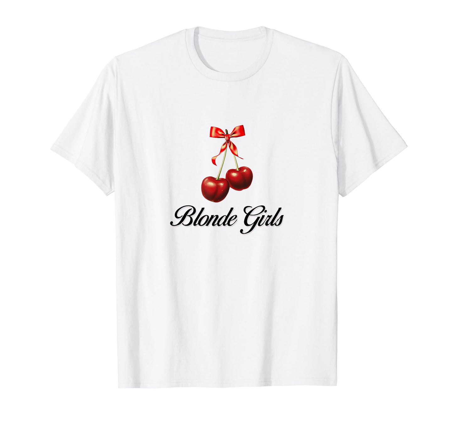 Blonde Cherry Coquette Bow Girlcore Y2K T-Shirt - Graphic Print Unisex - T-Shirt, Sweatshirt, Hoodie