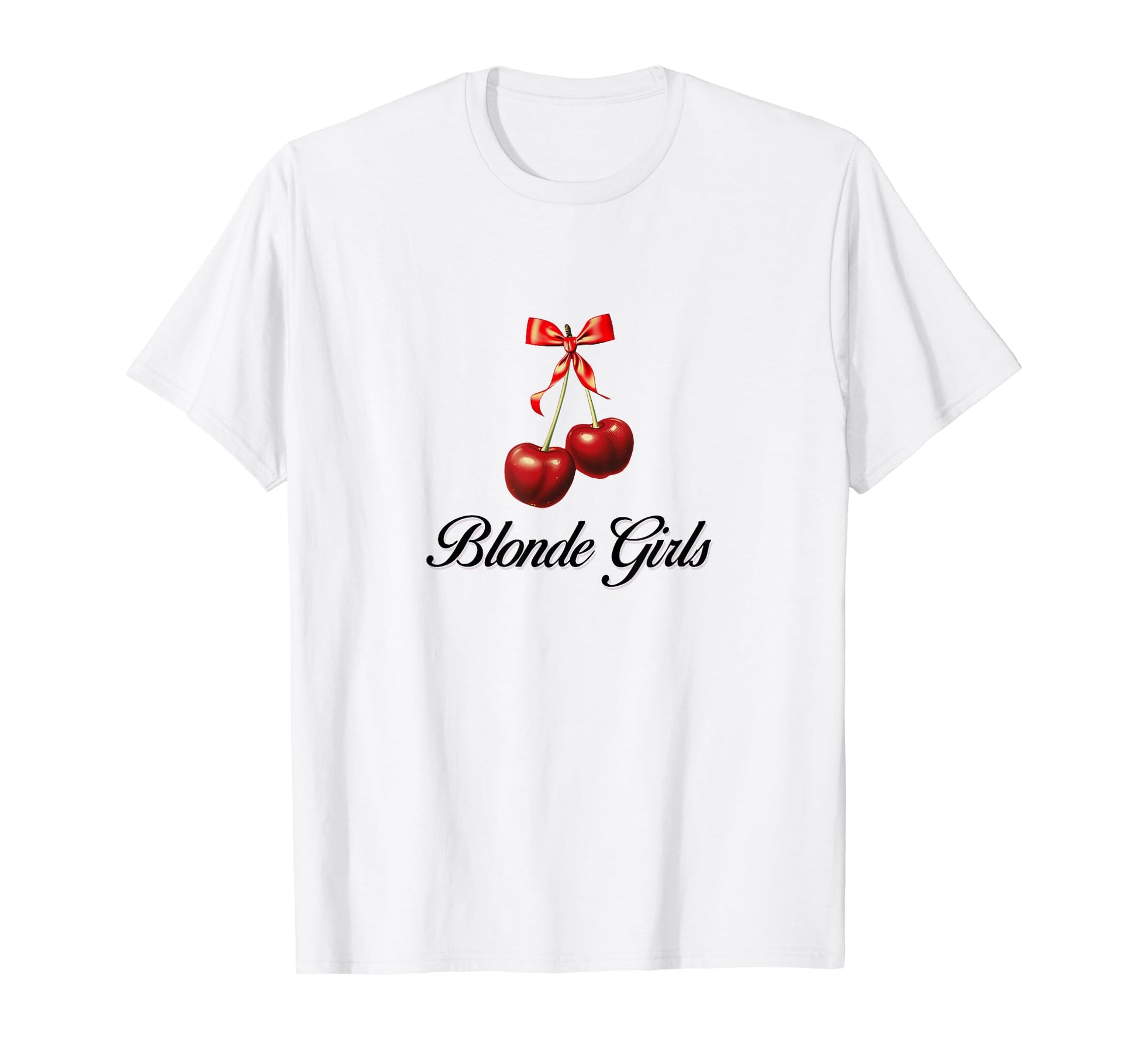Blonde Cherry Coquette Bow Girlcore Y2K T-Shirt - Graphic Print Unisex - T-Shirt, Sweatshirt, Hoodie