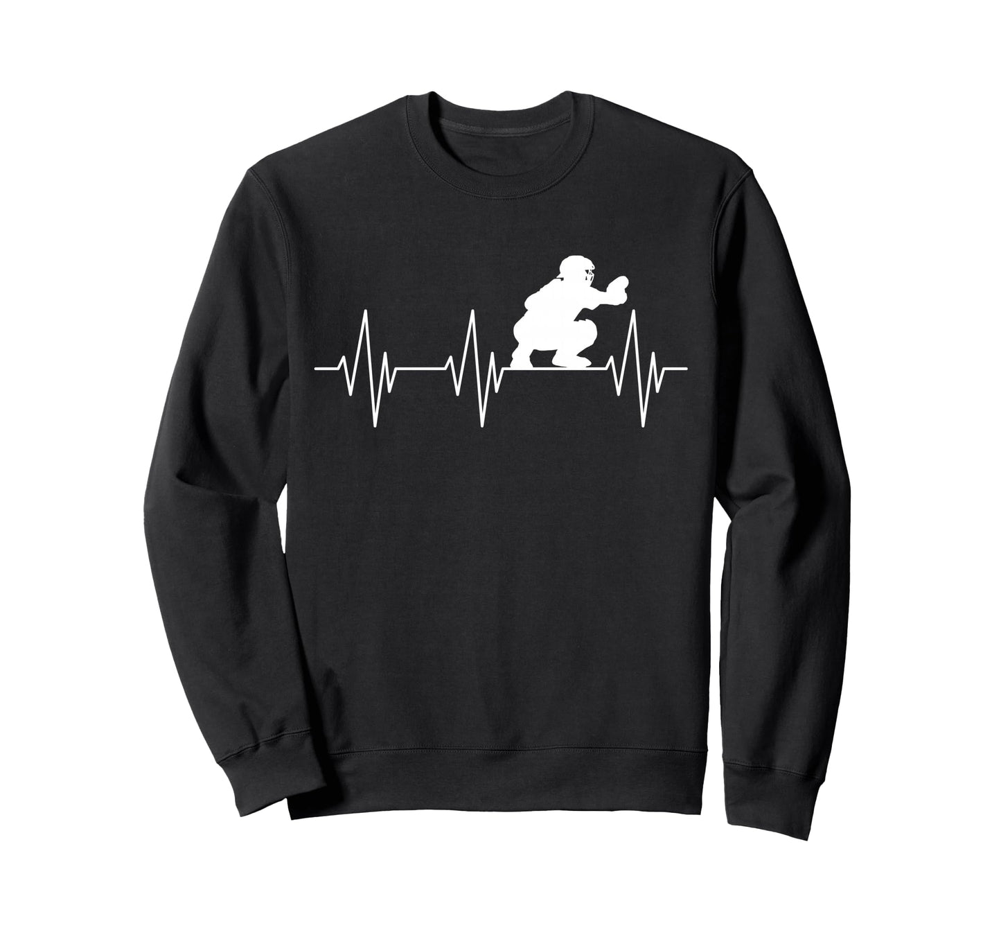 Baseball Catcher Player Ecg Sweatshirt - Custom Art Print Men Women - T-Shirt, Sweatshirt, Hoodie
