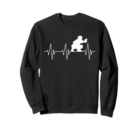Baseball Catcher Player Ecg Sweatshirt - Custom Art Print Men Women - T-Shirt, Sweatshirt, Hoodie