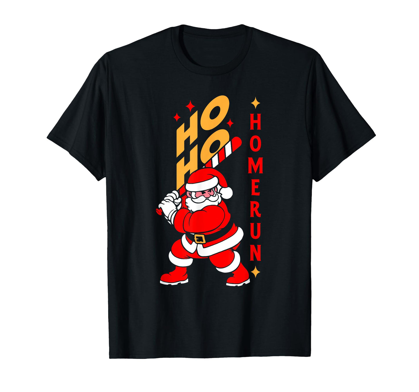 Baseball Ho Ho Homerun Santa Playing T-Shirt - Minimalist Print for Adults - T-Shirt, Sweatshirt, Hoodie