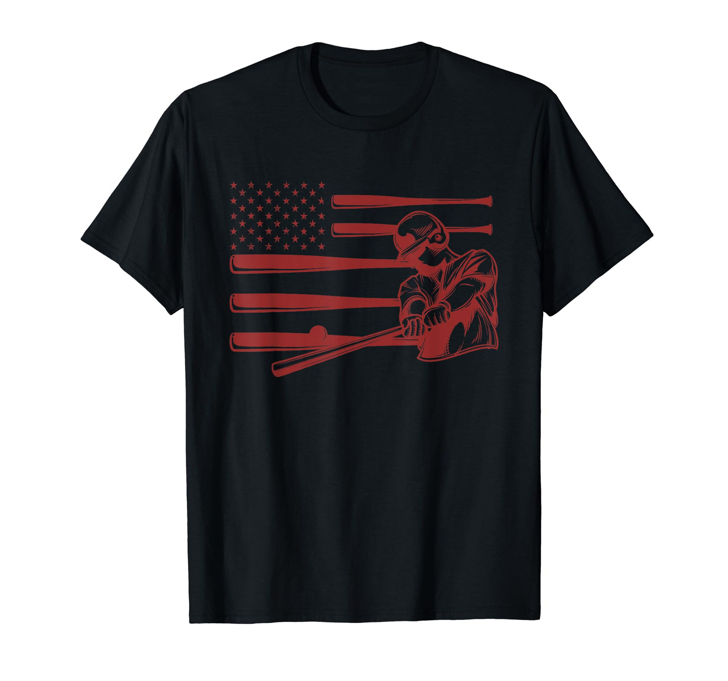 American Batter Baseball Player Bat Us Flag T-Shirt - Graphic Print Unisex - T-Shirt, Sweatshirt, Hoodie