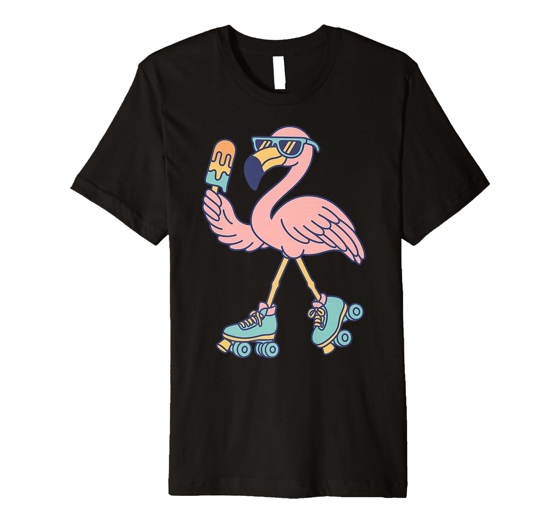 Flamingo Roller Skates Summer 80S Ice T-Shirt - Fun Novelty Design Unisex - T-Shirt, Sweatshirt, Hoodie