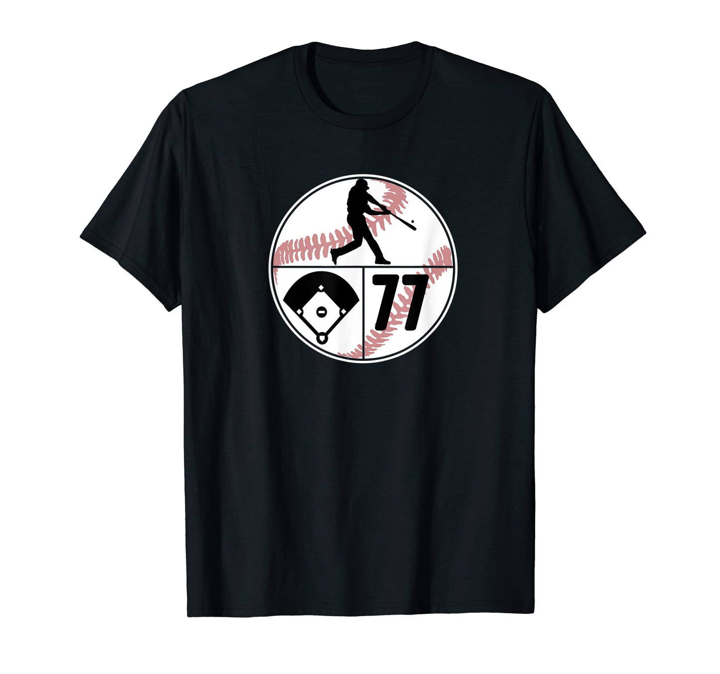 Number 77 77 Player Batter Homerun Field T-Shirt - Streetwear Style Unisex - T-Shirt, Sweatshirt, Hoodie