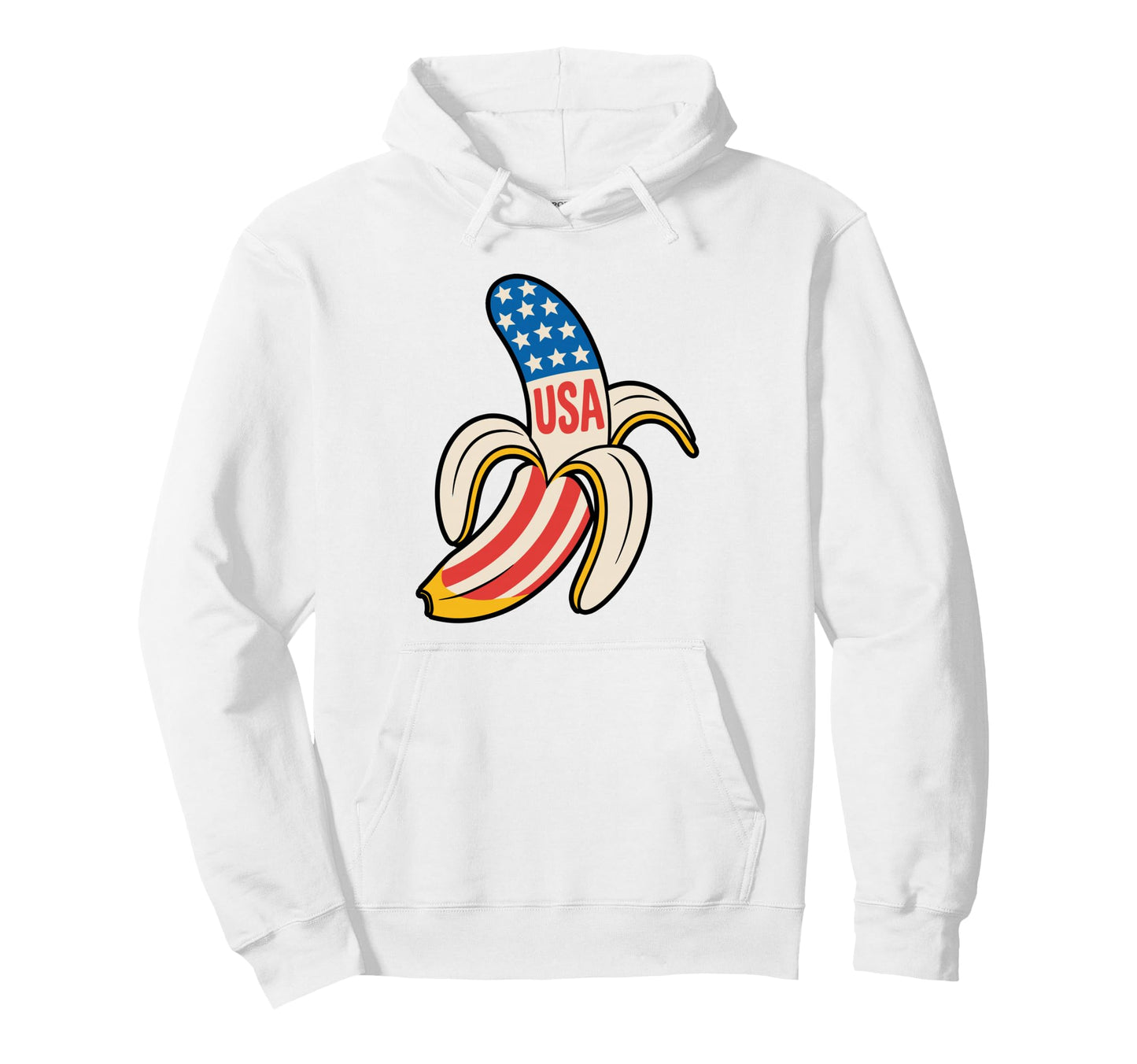 Funny Banana Baseball Usa Flag Cartoon Hoodie - Aesthetic Graphic Men Women - T-Shirt, Sweatshirt, Hoodie