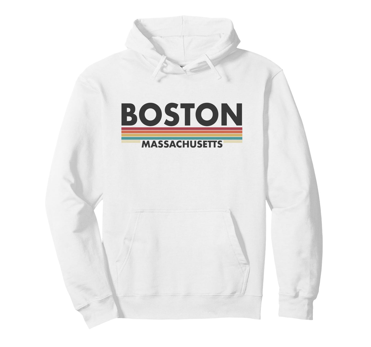 Boston Massachusetts Stripes Hoodie - Novelty Apparel for Adults - T-Shirt, Sweatshirt, Hoodie