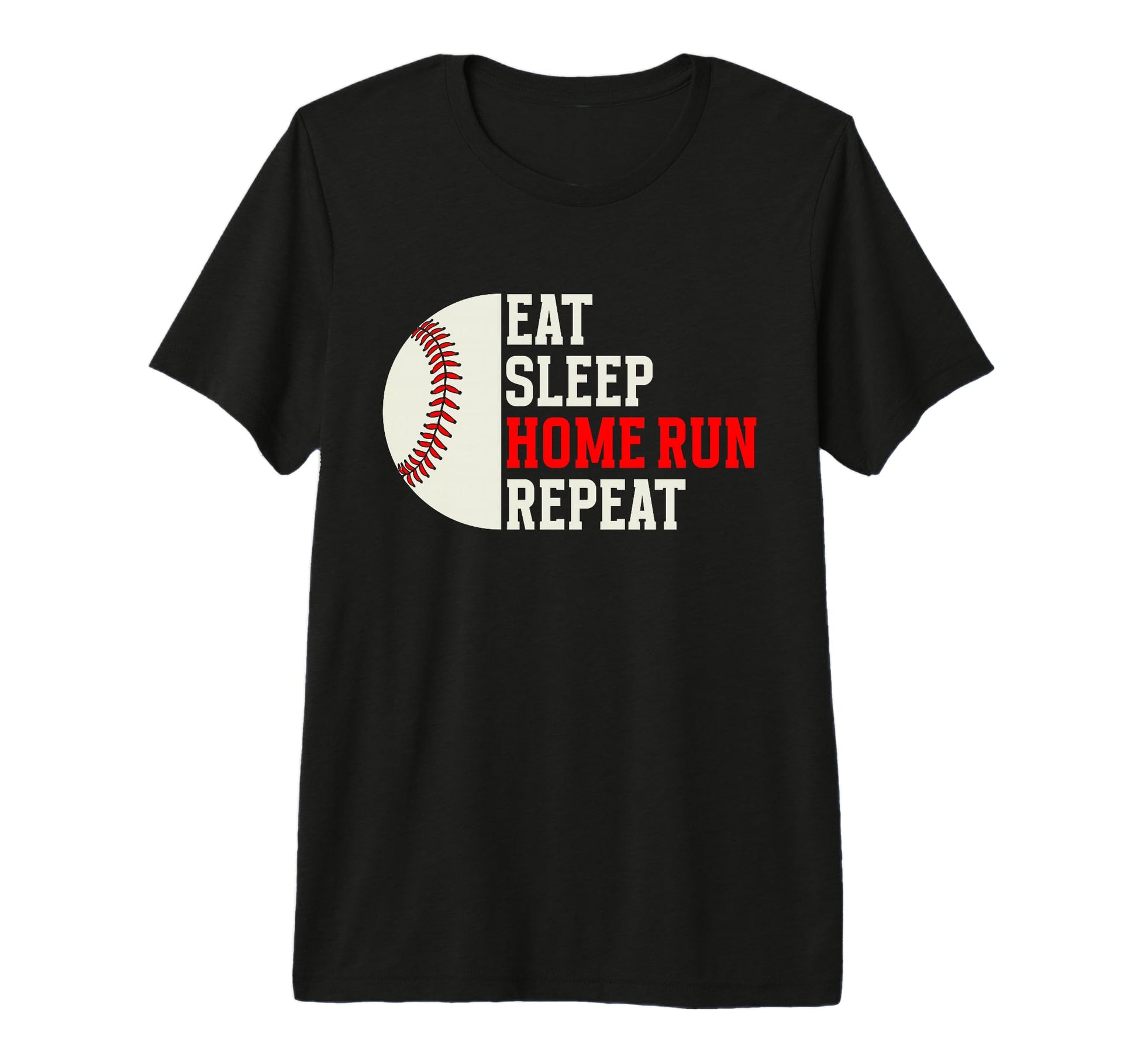 Baseball Eat Sleep Home Run Repeat Tri Blend T-Shirt - Graphic Print Unisex - T-Shirt, Sweatshirt, Hoodie