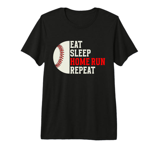 Baseball Eat Sleep Home Run Repeat Tri Blend T-Shirt - Graphic Print Unisex - T-Shirt, Sweatshirt, Hoodie