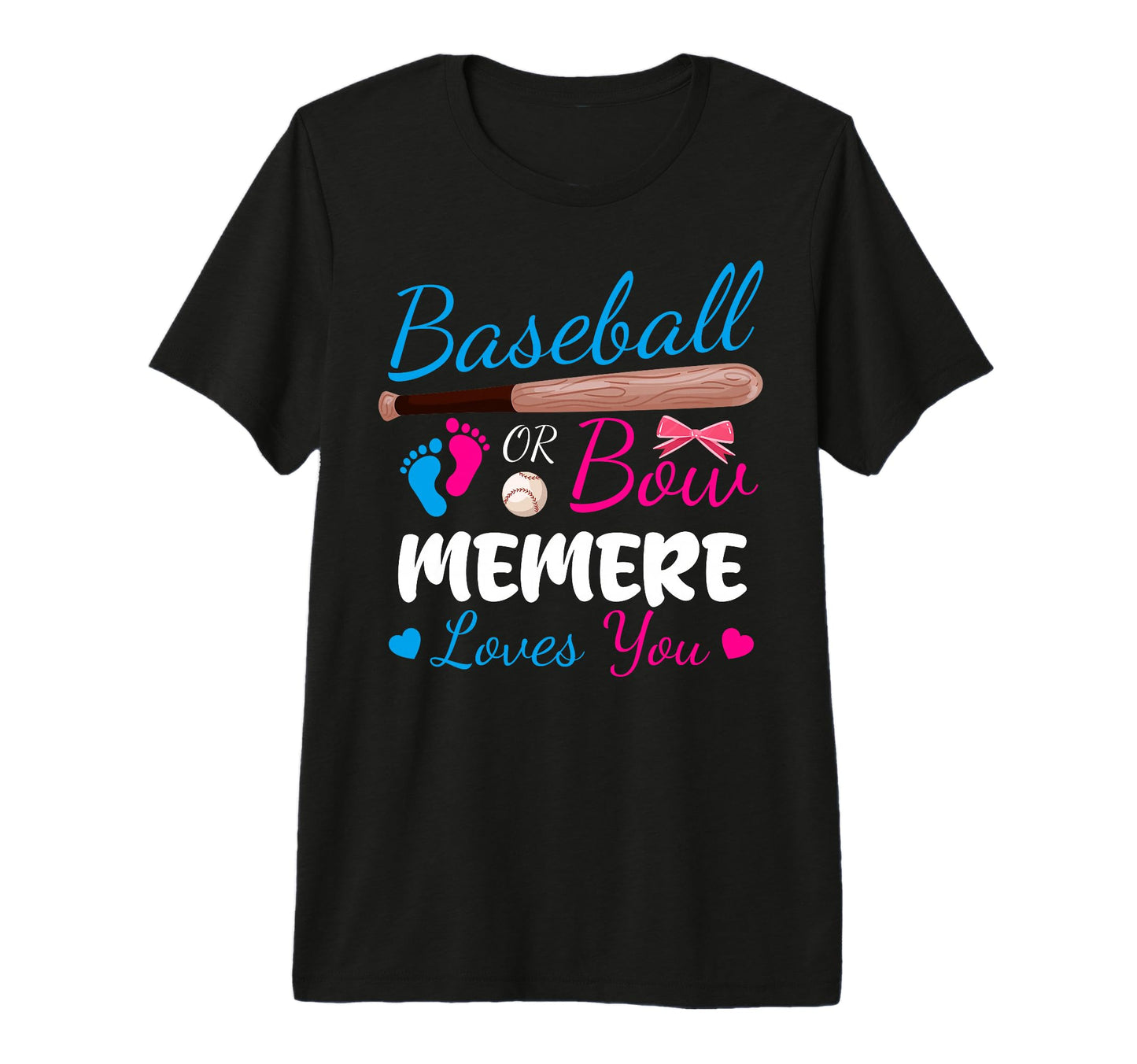 Baseball Or Bow Memere Loves You T-Shirt - Aesthetic Graphic for Adults - T-Shirt, Sweatshirt, Hoodie