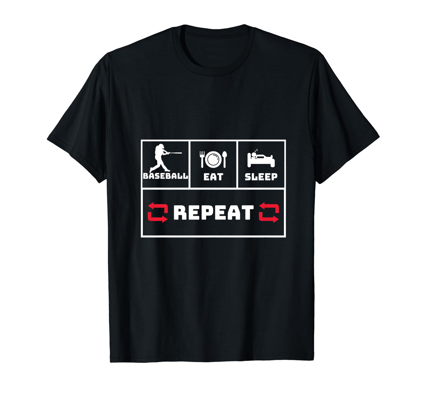 Baseball Eat Sleep Repeat Home Run T-Shirt - Minimalist Print for Adults - T-Shirt, Sweatshirt, Hoodie