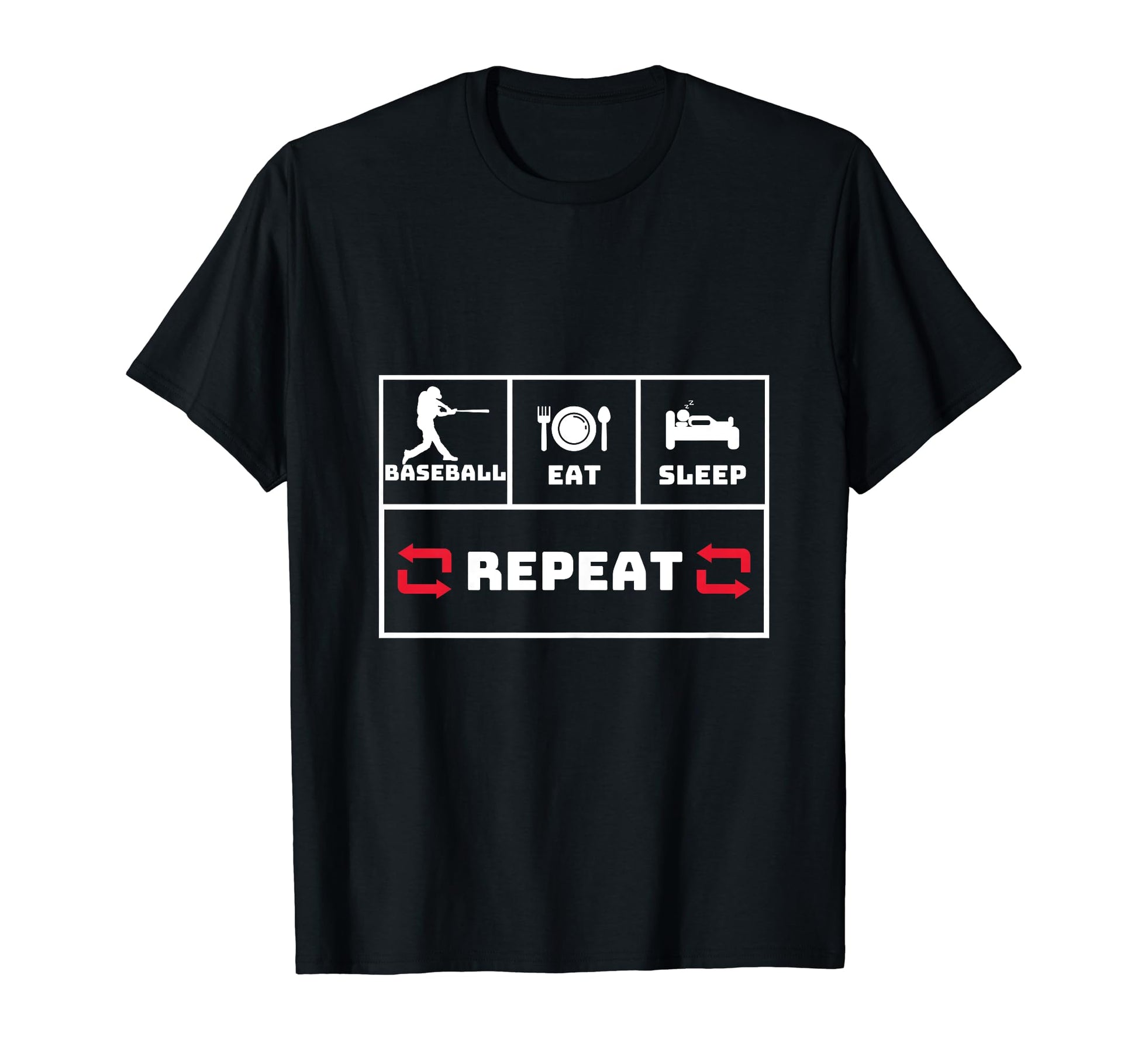 Baseball Eat Sleep Repeat Home Run T-Shirt - Minimalist Print for Adults - T-Shirt, Sweatshirt, Hoodie
