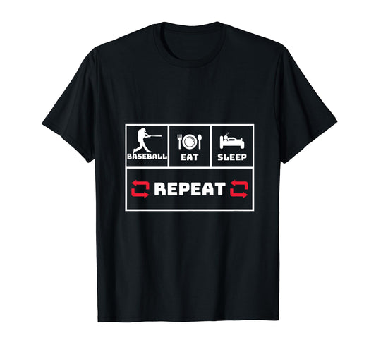 Baseball Eat Sleep Repeat Home Run T-Shirt - Minimalist Print for Adults - T-Shirt, Sweatshirt, Hoodie