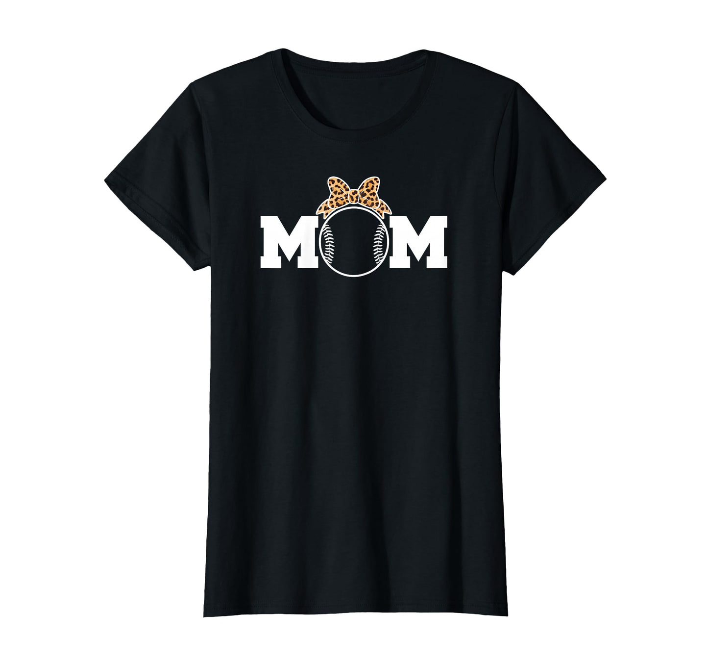 Leopard Bow Casual Baseball Mom T-Shirt - Novelty Apparel for Adults - T-Shirt, Sweatshirt, Hoodie