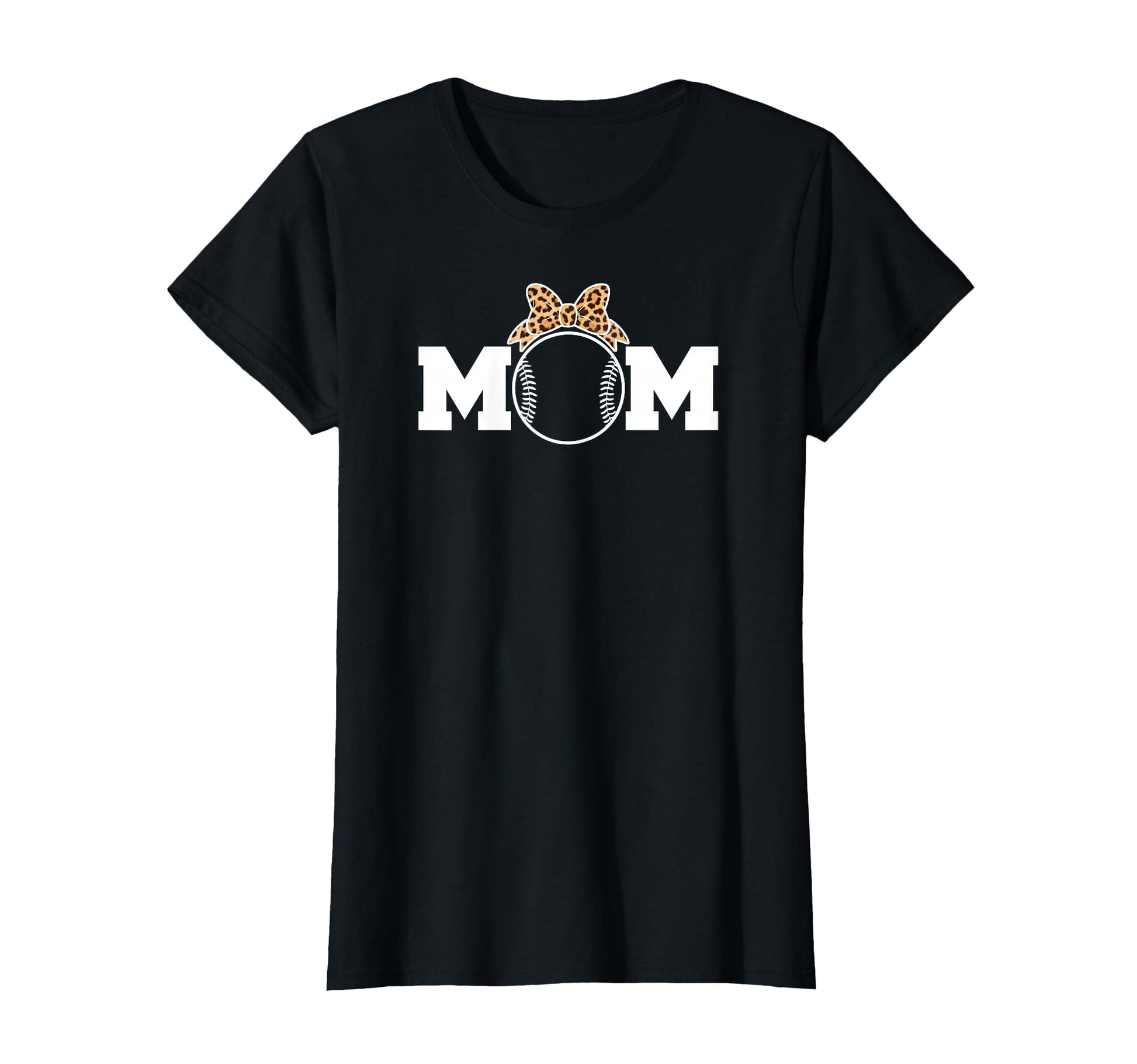 Leopard Bow Casual Baseball Mom T-Shirt - Novelty Apparel for Adults - T-Shirt, Sweatshirt, Hoodie