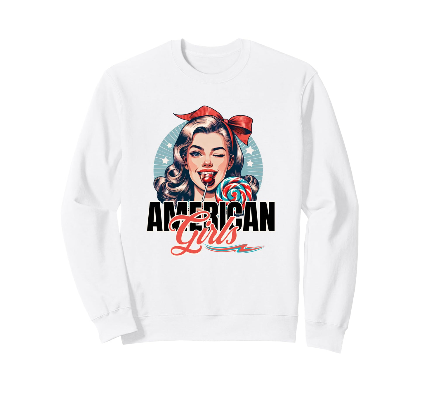 I Love American 50S Lollipop 4Th Sweatshirt - Trendy Graphic for Adults - T-Shirt, Sweatshirt, Hoodie