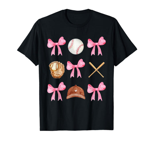 Baseball Coquette Bow Baseball Mama T-Shirt - Graphic Print for Adults - T-Shirt, Sweatshirt, Hoodie