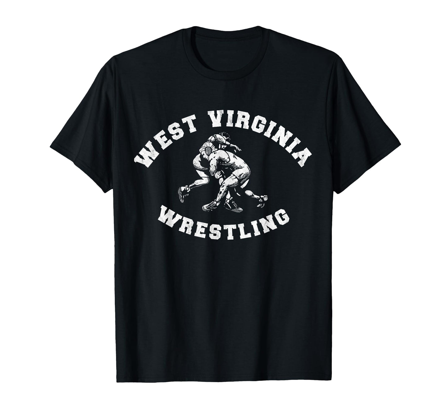 West Virginia Wrestling Distressed T-Shirt - Graphic Print Unisex - T-Shirt, Sweatshirt, Hoodie