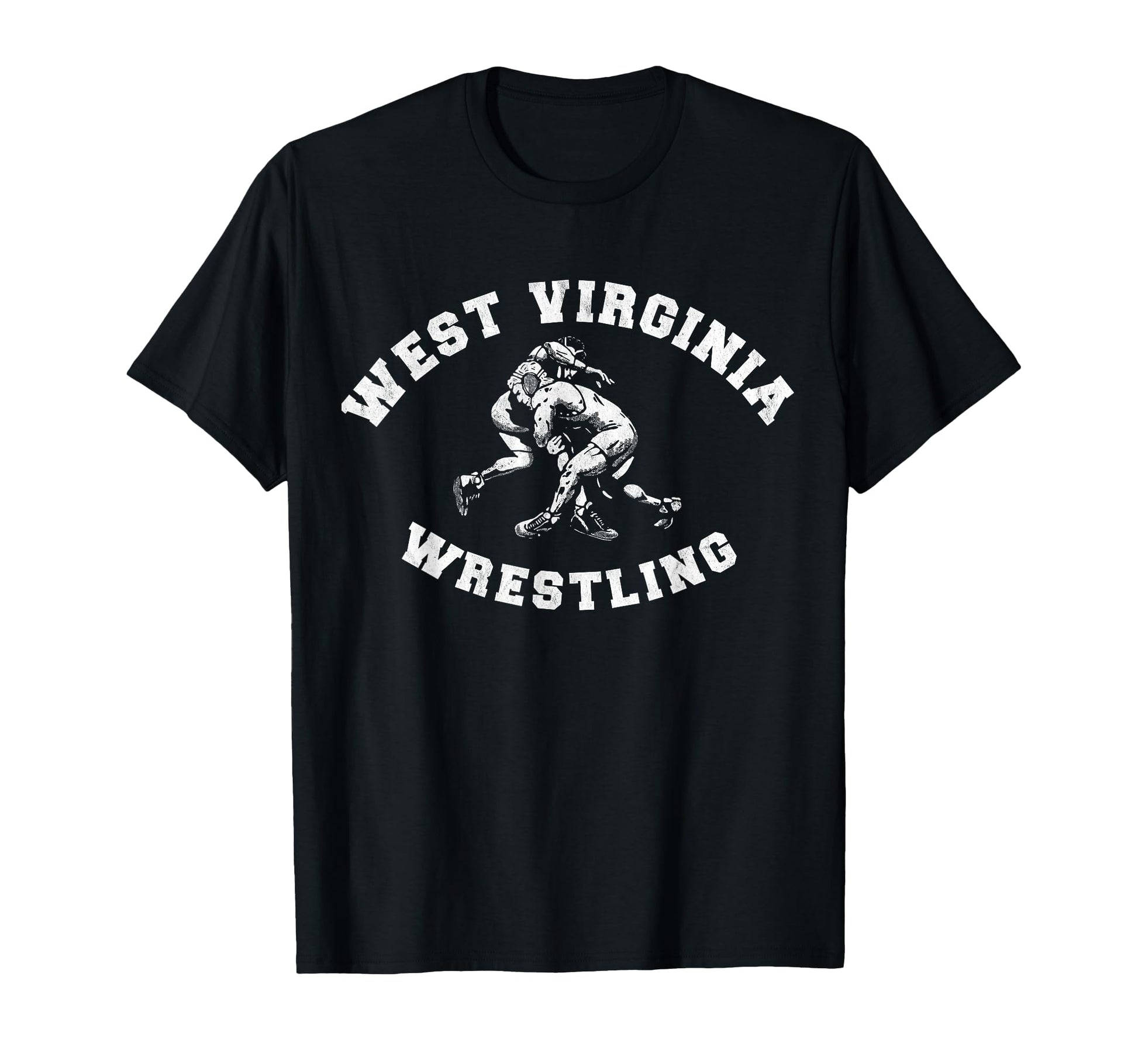 West Virginia Wrestling Distressed T-Shirt - Graphic Print Unisex - T-Shirt, Sweatshirt, Hoodie
