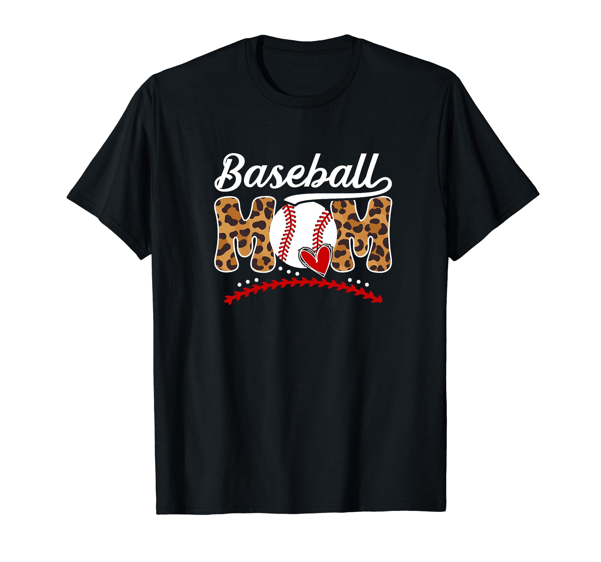 Baseball Mom Leopard Mom Baseball T-Shirt - Novelty Apparel for Adults - T-Shirt, Sweatshirt, Hoodie