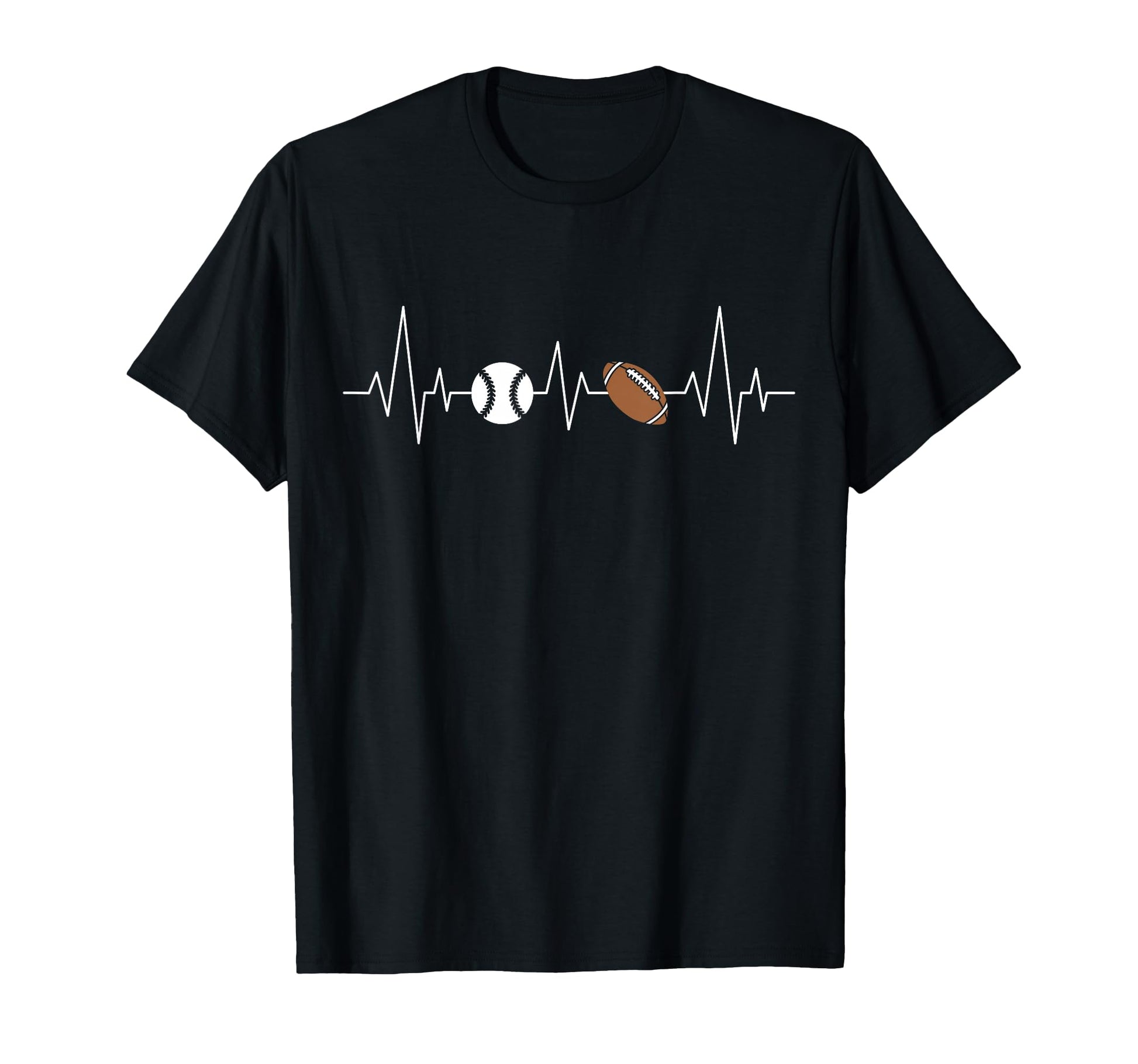 Football Baseball Heartbeat Funny Sport T-Shirt - Trendy Graphic Unisex - T-Shirt, Sweatshirt, Hoodie