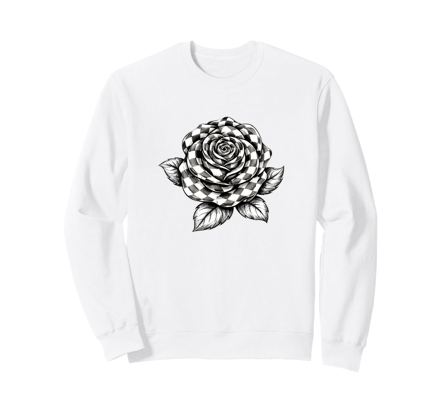 Checkered Flower Checker Rose Sweatshirt - Streetwear Style Men Women - T-Shirt, Sweatshirt, Hoodie