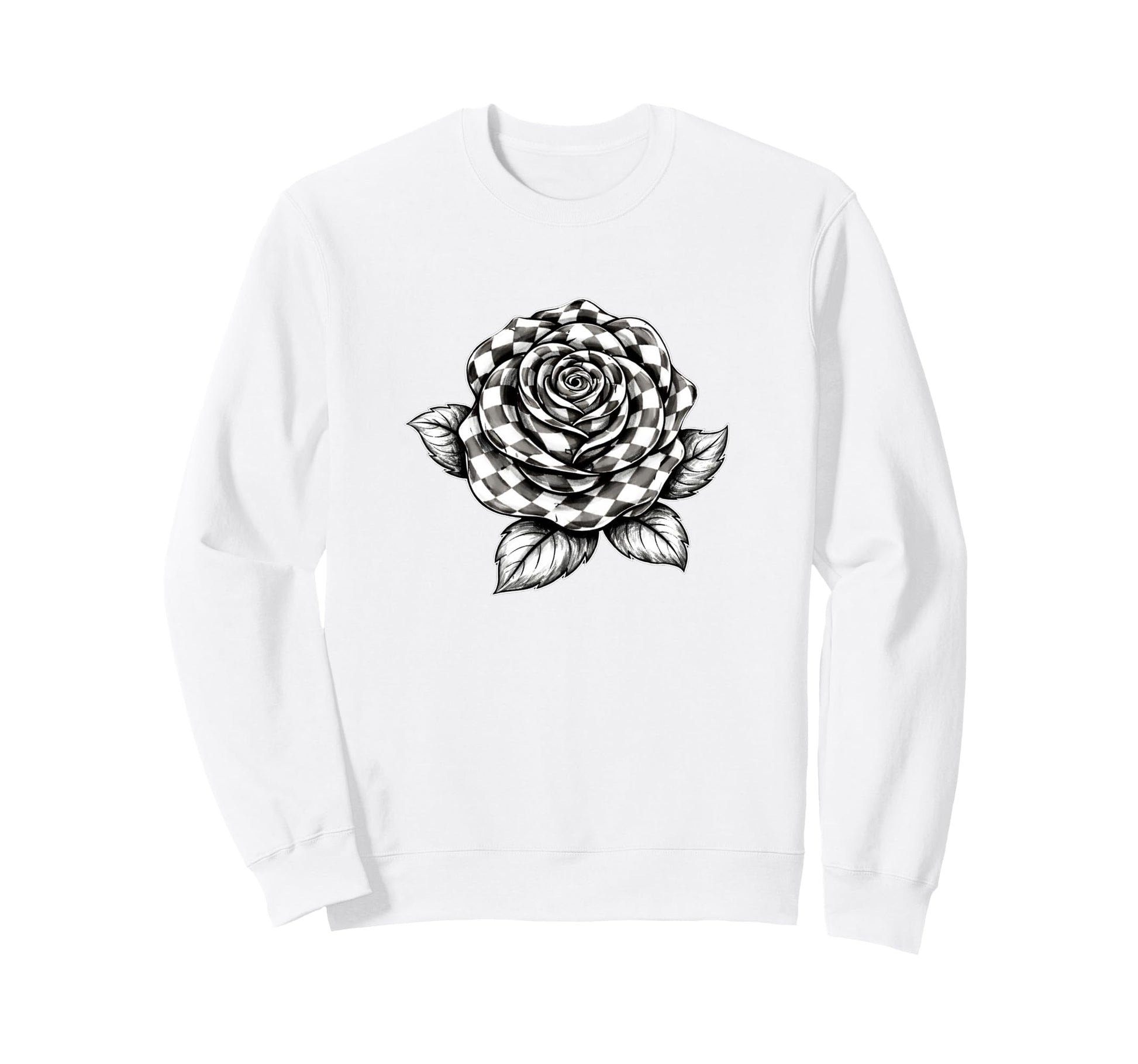 Checkered Flower Checker Rose Sweatshirt - Streetwear Style Men Women - T-Shirt, Sweatshirt, Hoodie