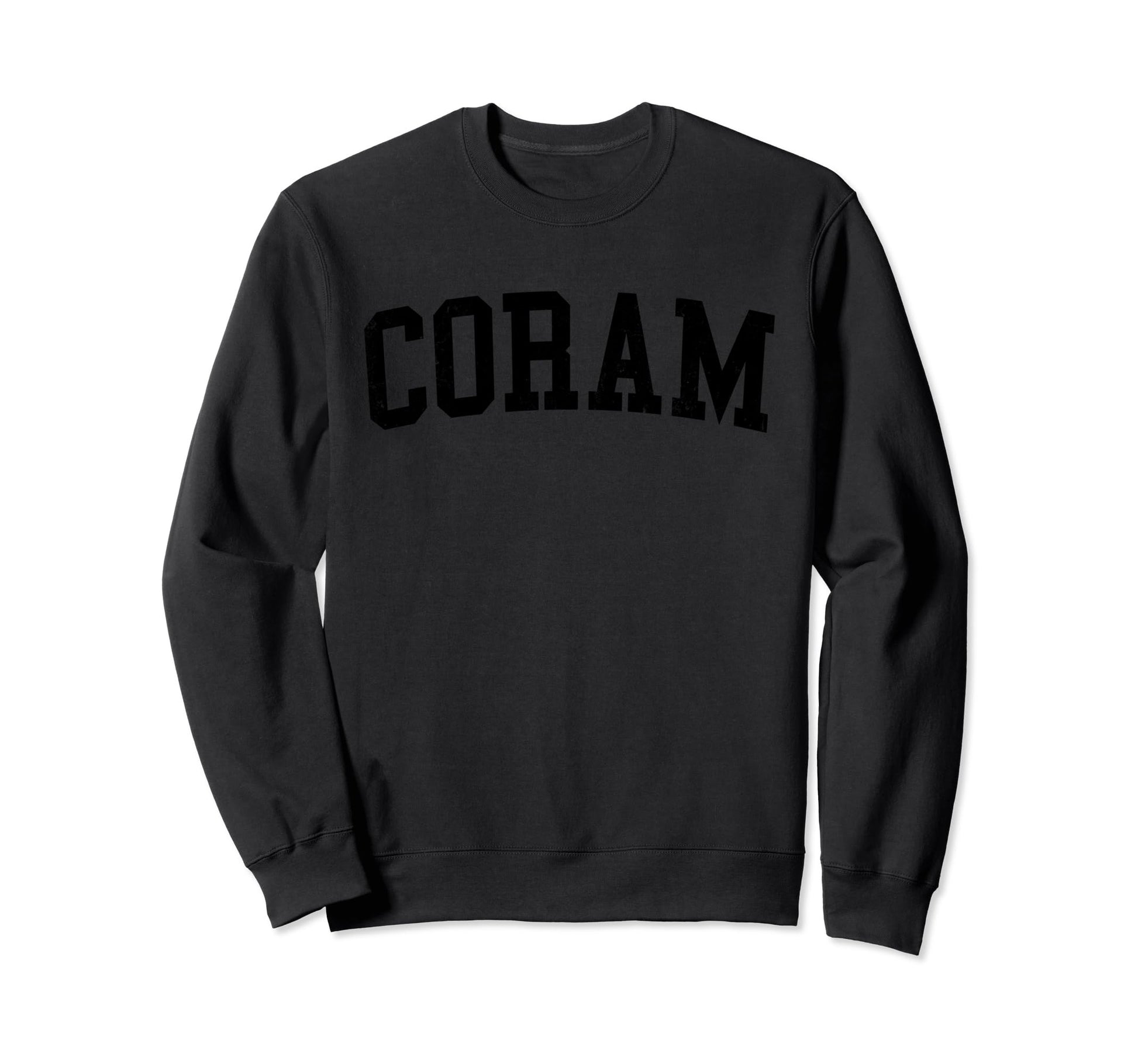 Coram Ny Distressed Black Varsity Sweatshirt - Unique Graphic Men Women - T-Shirt, Sweatshirt, Hoodie