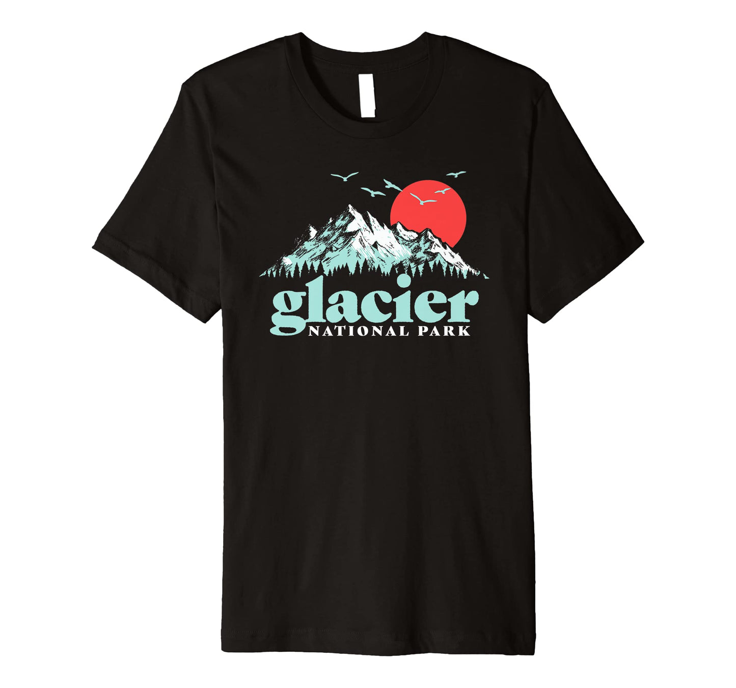 Glacier National Park 80S Mountains T-Shirt - Minimalist Print for Adults - T-Shirt, Sweatshirt, Hoodie