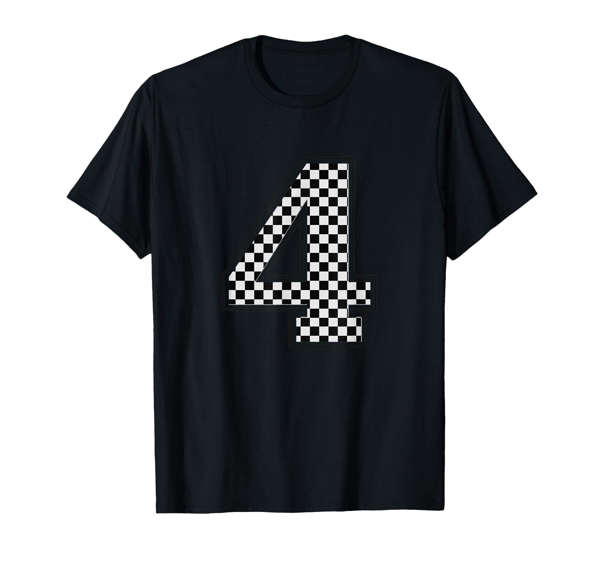Number 4 Checkered Number T-Shirt - Aesthetic Graphic Unisex - T-Shirt, Sweatshirt, Hoodie