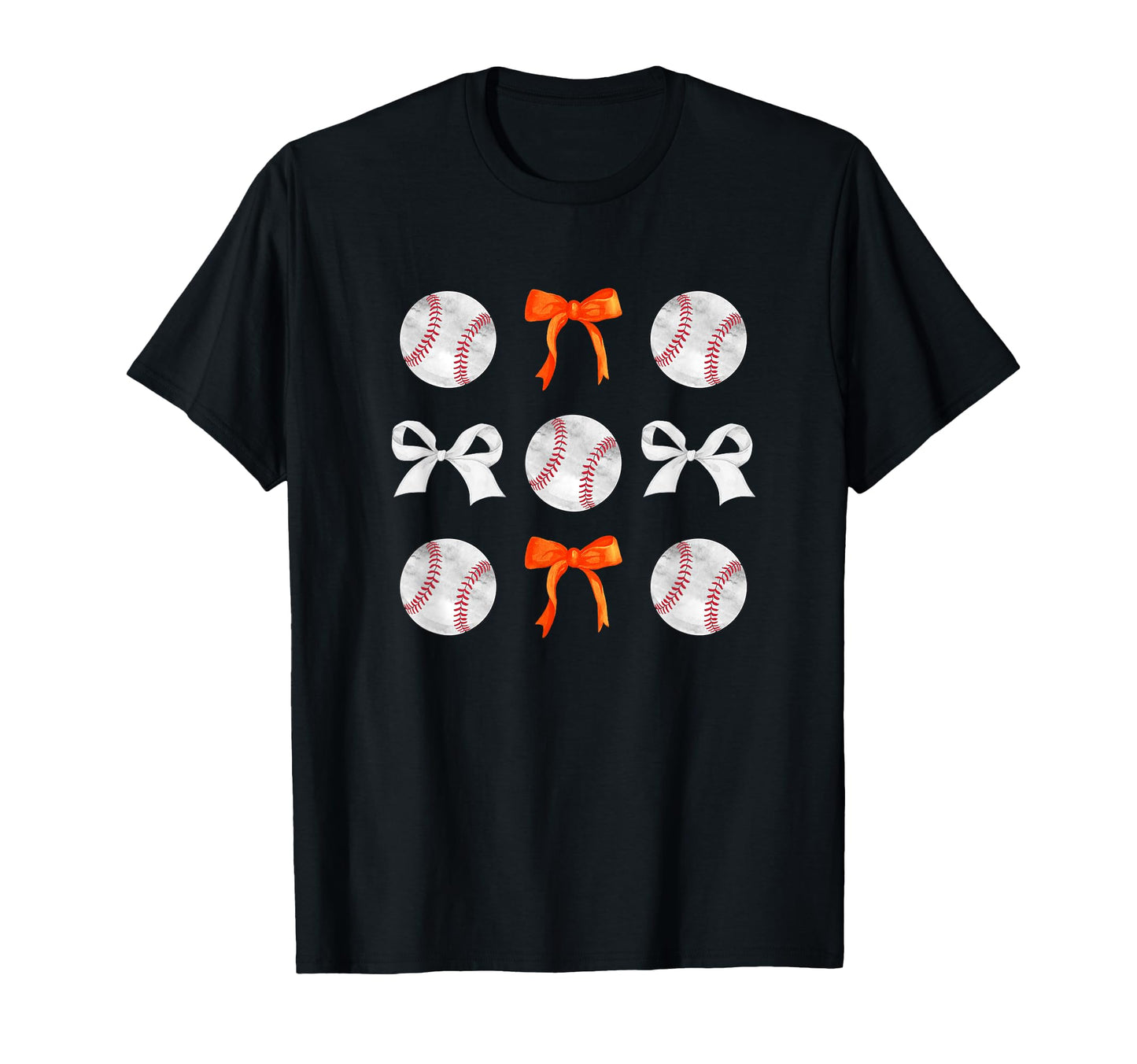 Baseballs Orange Bows Baseball Player T-Shirt - Streetwear Style Men Women - T-Shirt, Sweatshirt, Hoodie
