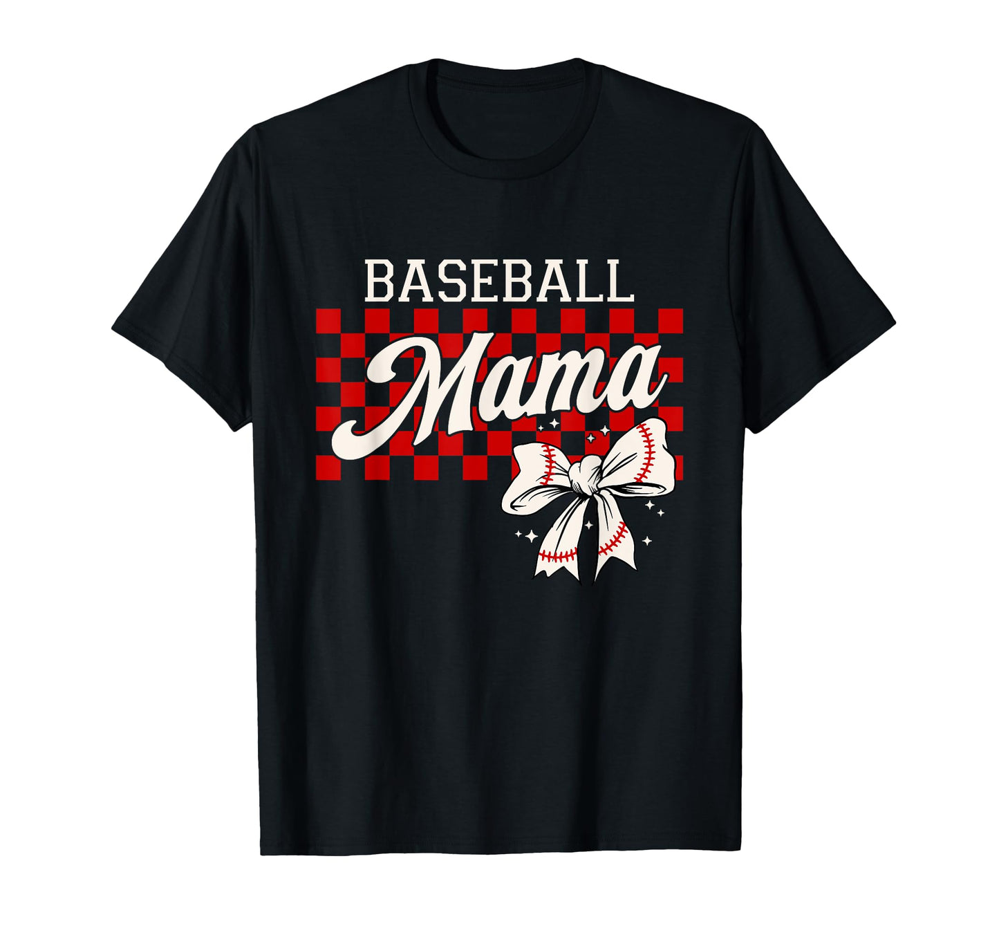Checkered Baseball Mom Art Coquette T-Shirt - Fun Novelty Design Unisex - T-Shirt, Sweatshirt, Hoodie