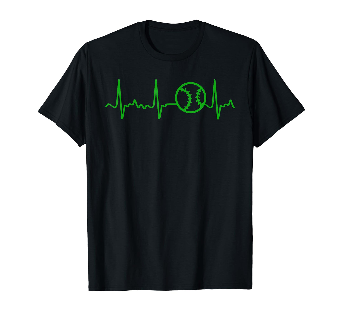 Green Baseball Heartbeat Green T-Shirt - Unique Graphic Men Women - T-Shirt, Sweatshirt, Hoodie