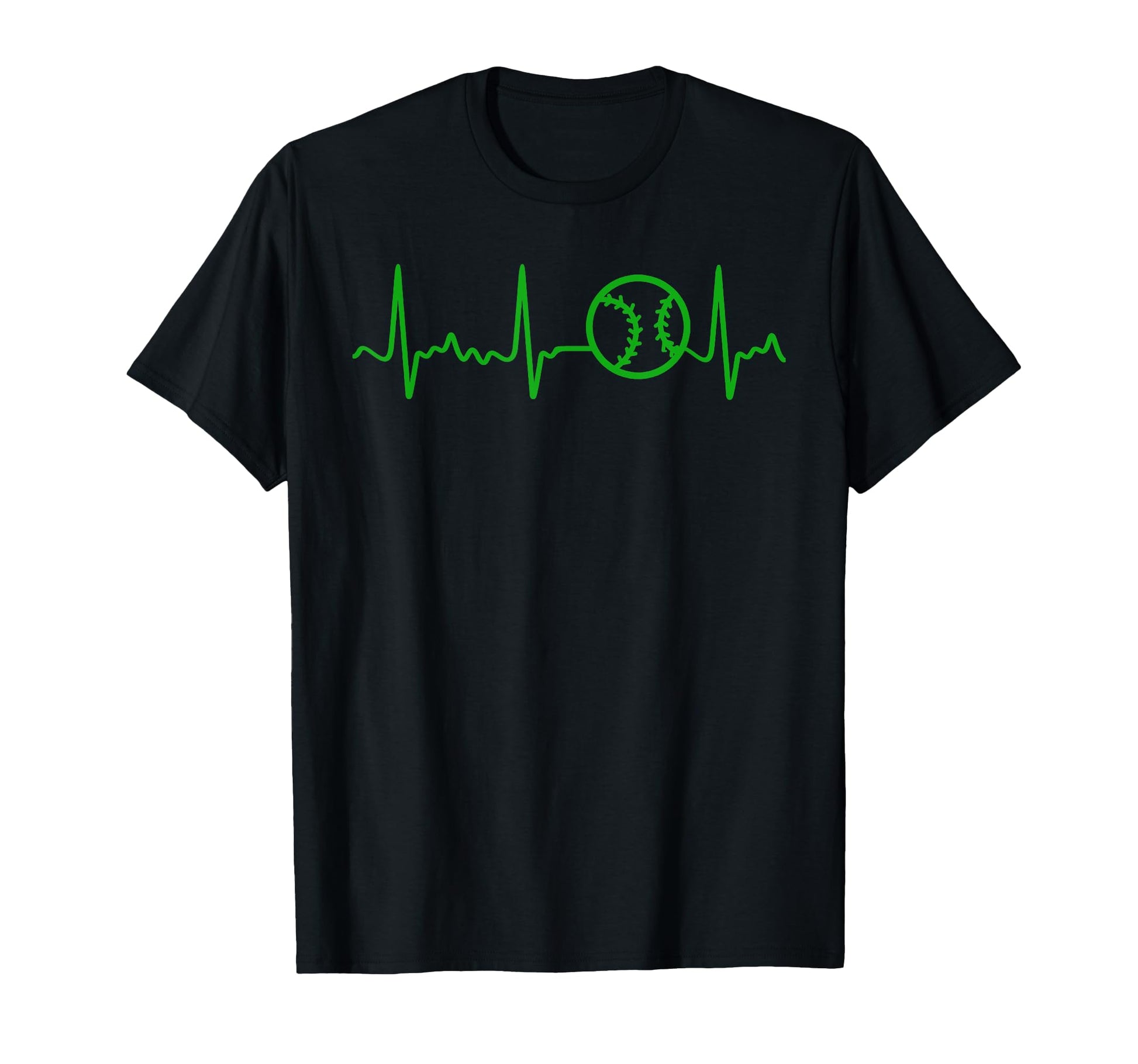 Green Baseball Heartbeat Green T-Shirt - Unique Graphic Men Women - T-Shirt, Sweatshirt, Hoodie