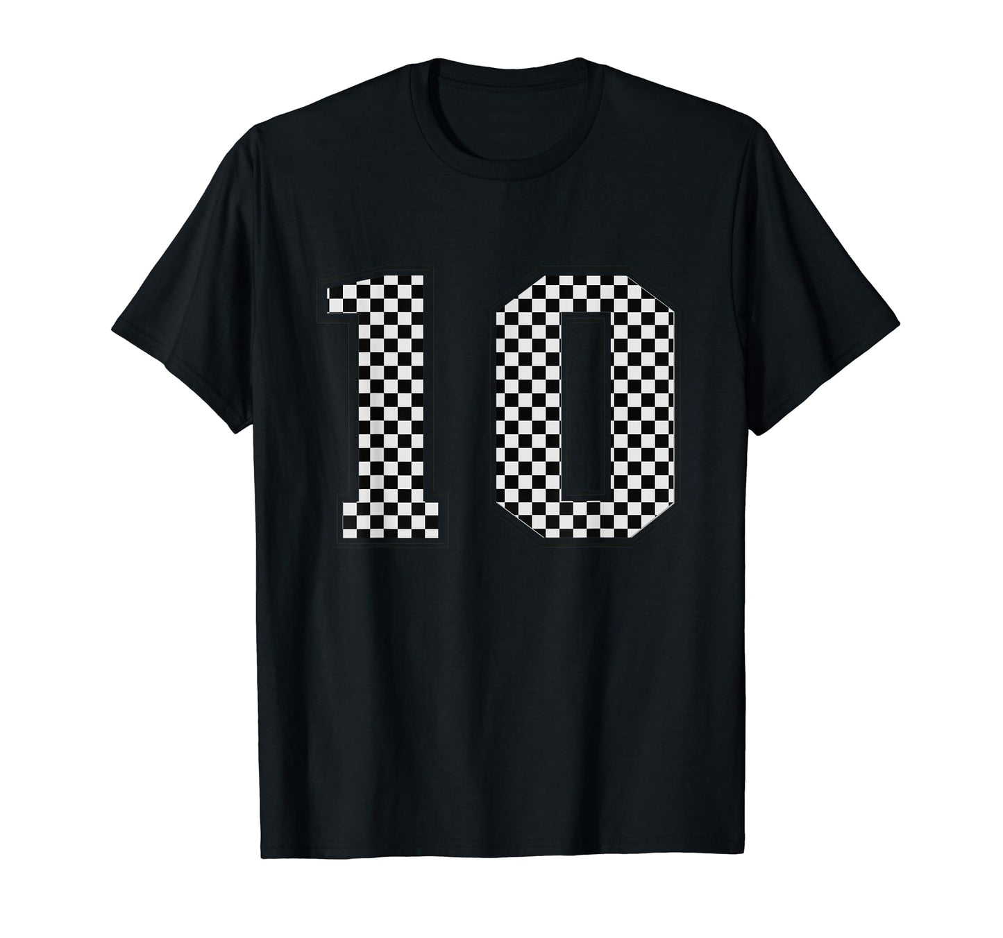 Number 10 Checkered Number T-Shirt - Novelty Apparel for Adults - T-Shirt, Sweatshirt, Hoodie