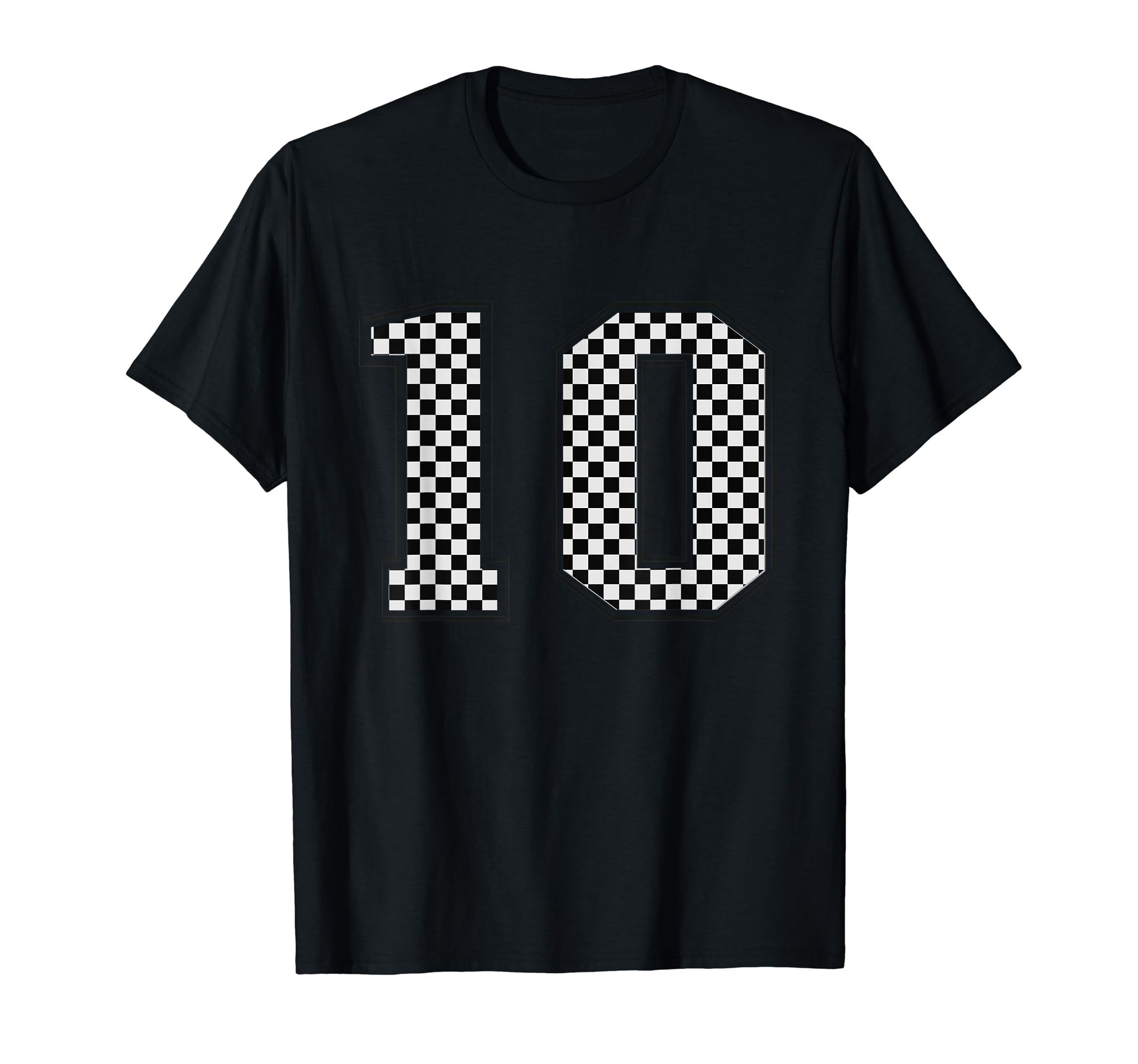 Number 10 Checkered Number T-Shirt - Novelty Apparel for Adults - T-Shirt, Sweatshirt, Hoodie
