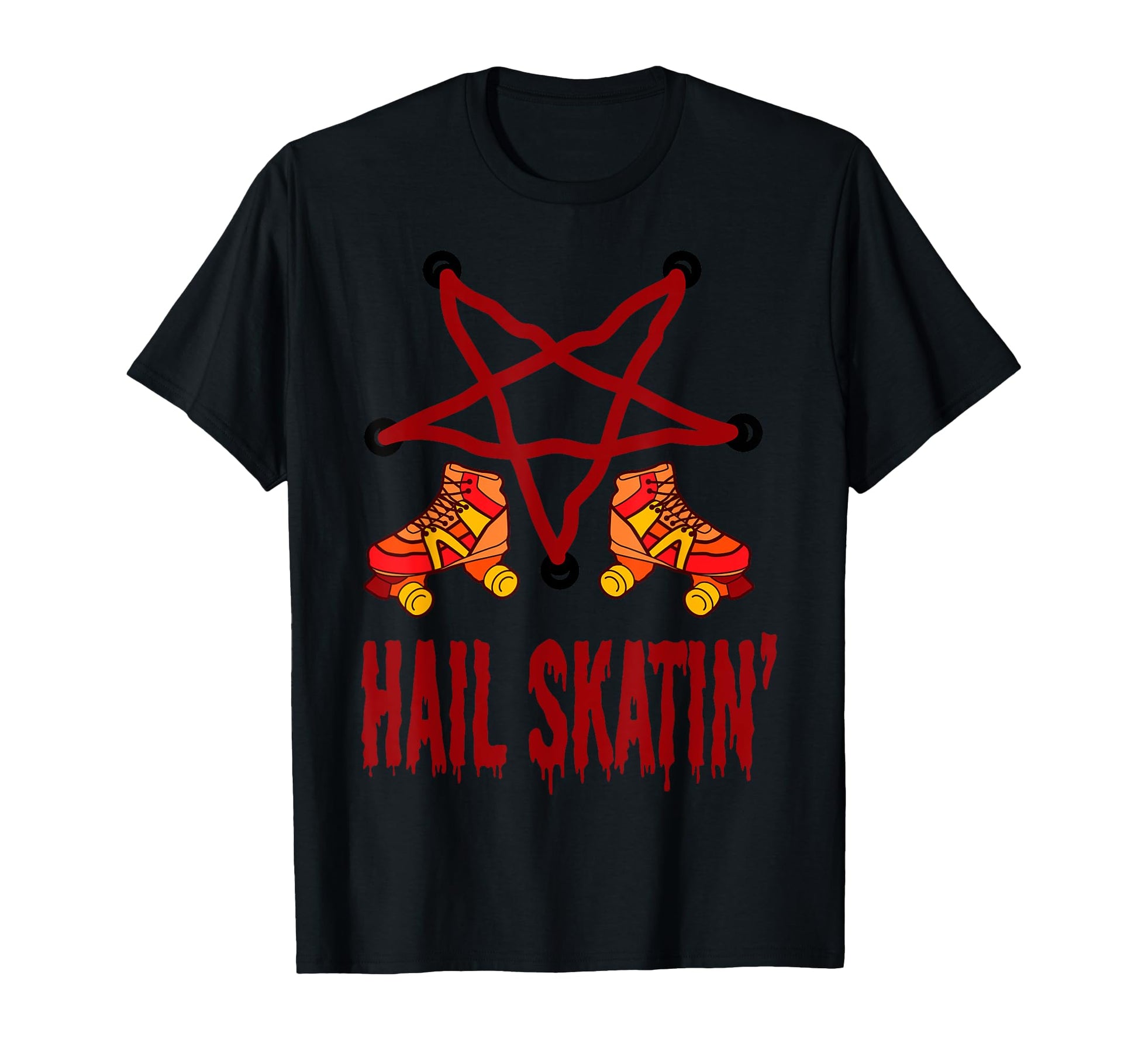 Hail Skatin Rollerskates Pentagram T-Shirt - Fun Novelty Design for Adults - T-Shirt, Sweatshirt, Hoodie