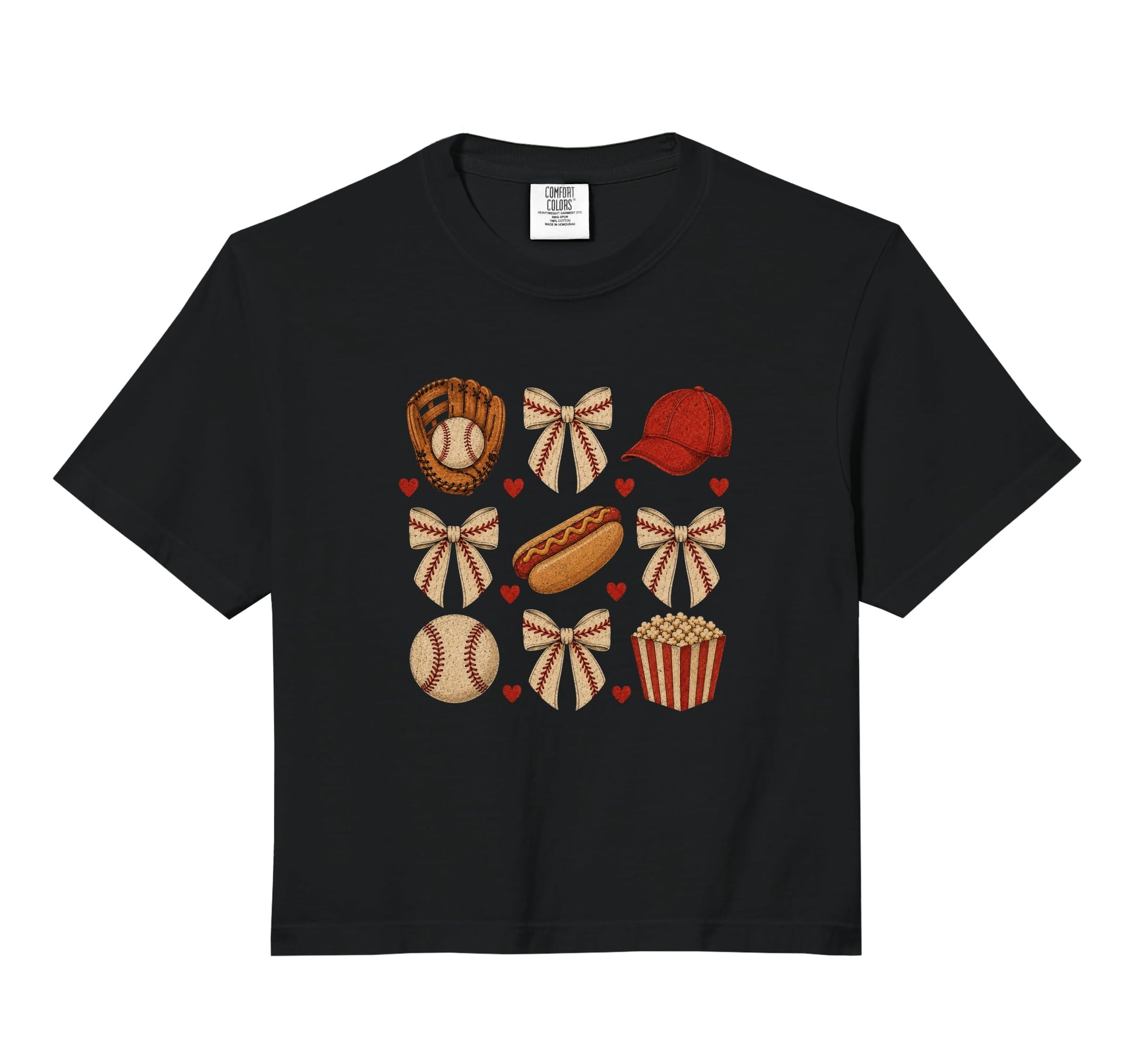 Baseball Coquette Ribbon Bows Snacks T-Shirt - Graphic Print for Adults - T-Shirt, Sweatshirt, Hoodie