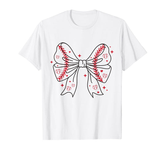 Baseball Bow Stitches And Hearts T-Shirt - Minimalist Print Men Women - T-Shirt, Sweatshirt, Hoodie
