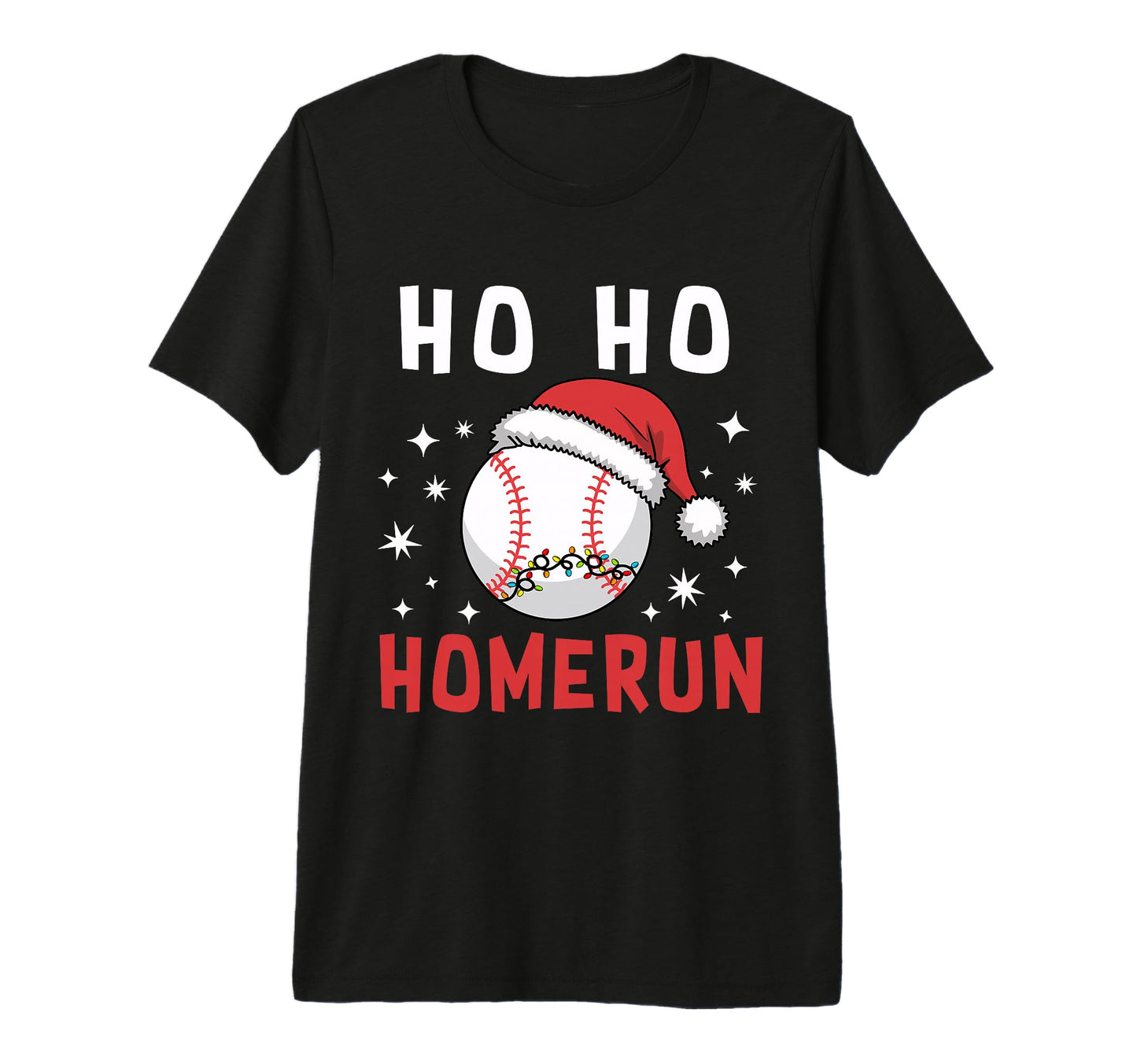 Ho Ho Homerun Baseball Player Santa Hat T-Shirt - Novelty Apparel Unisex - T-Shirt, Sweatshirt, Hoodie