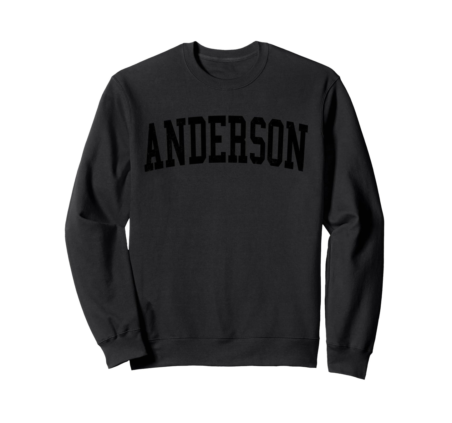 Anderson Distressed Black Varsity Sweatshirt - Unique Graphic for Adults - T-Shirt, Sweatshirt, Hoodie