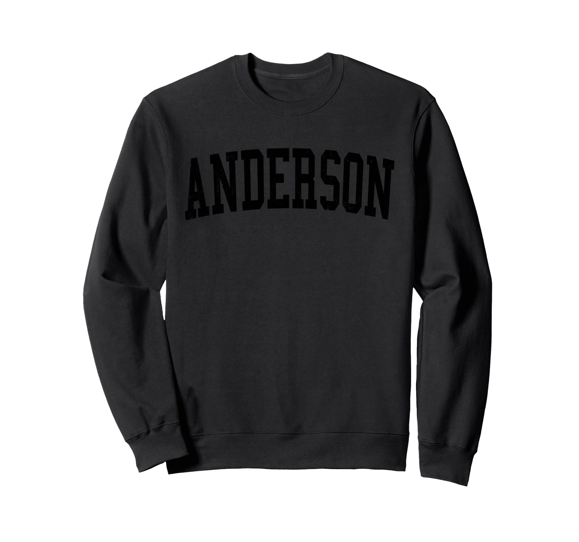 Anderson Distressed Black Varsity Sweatshirt - Unique Graphic for Adults - T-Shirt, Sweatshirt, Hoodie