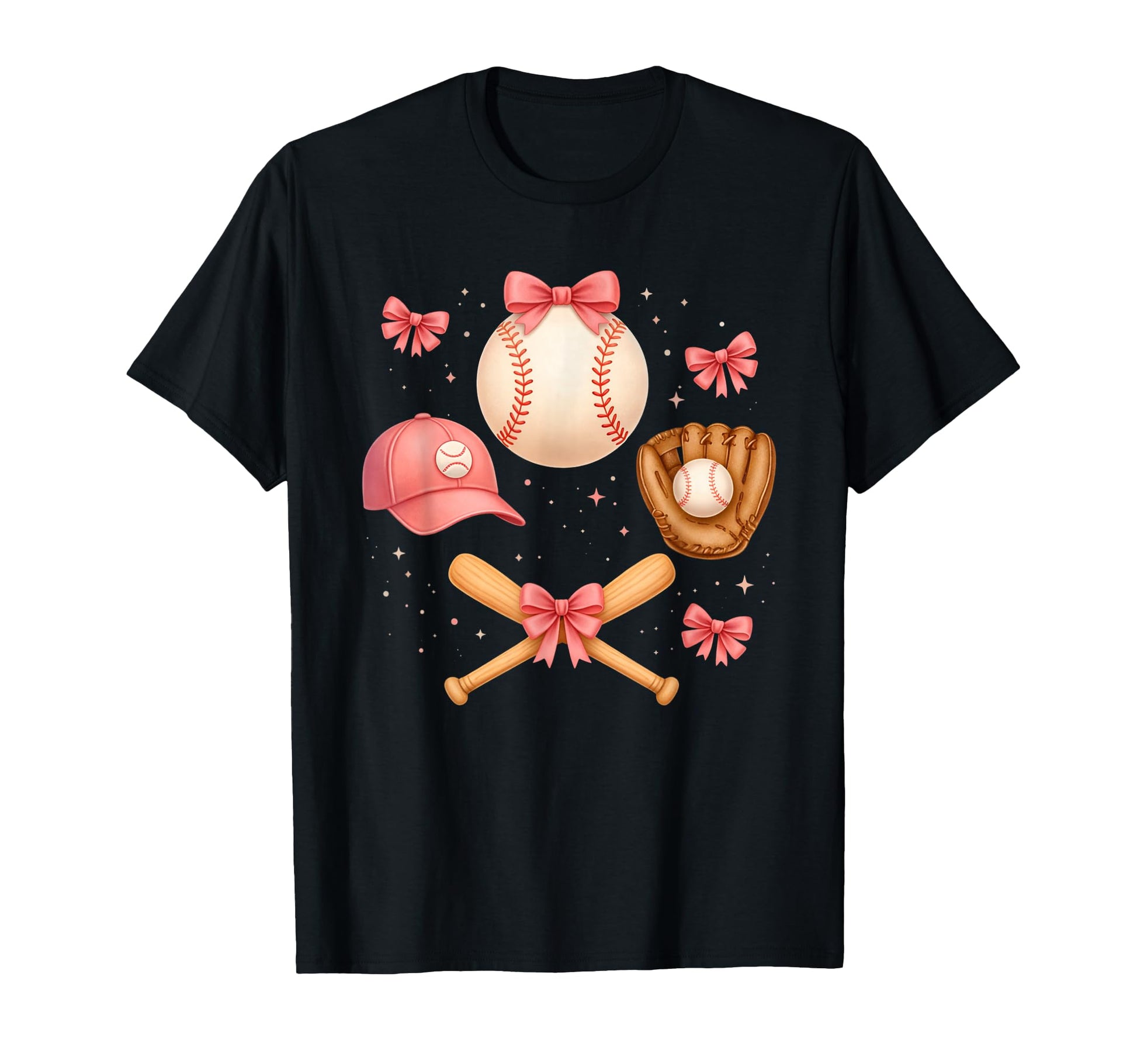Coquette Baseball Aesthetic Bows T-Shirt - Aesthetic Graphic for Adults - T-Shirt, Sweatshirt, Hoodie