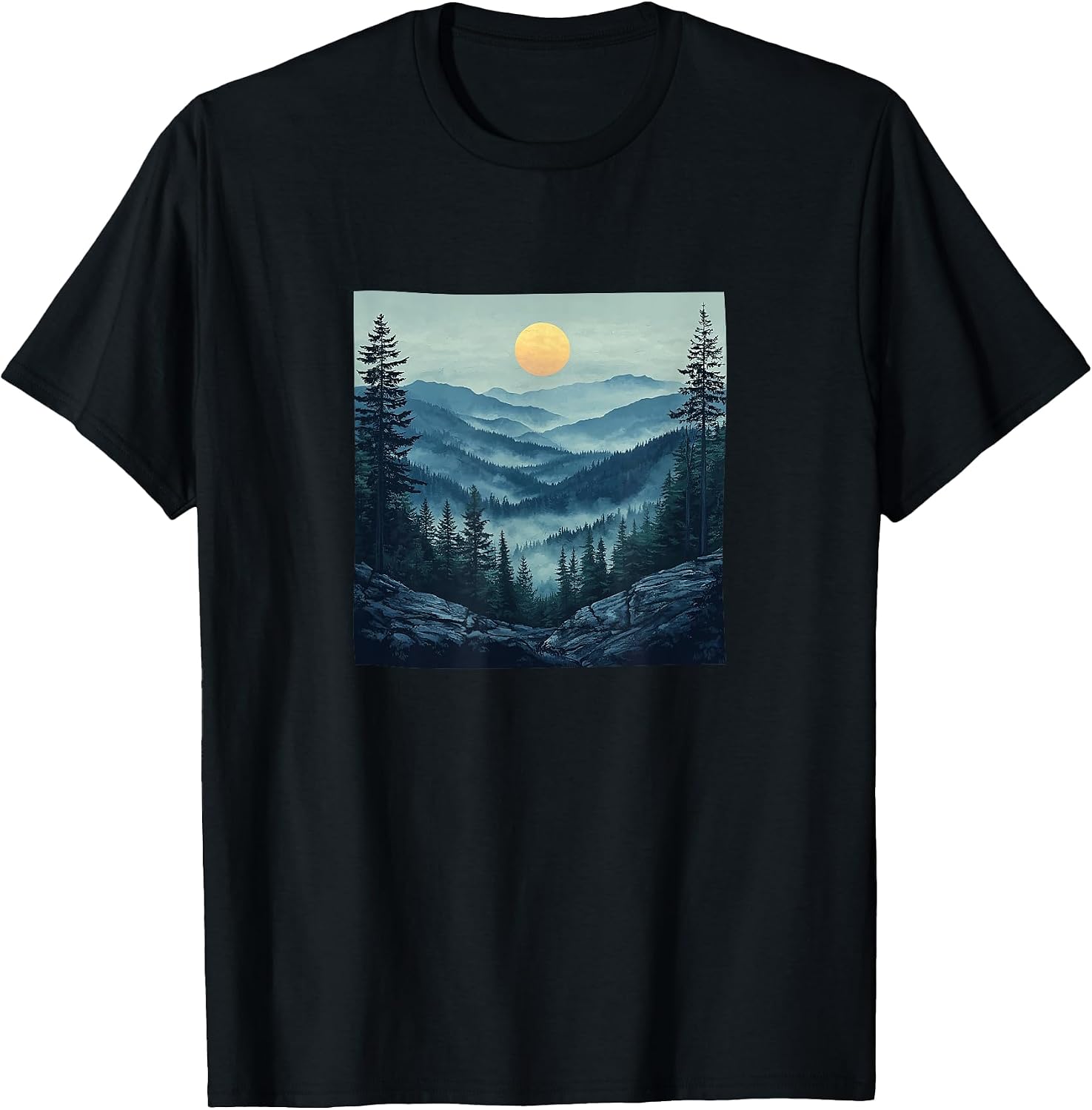 Misty Mountain Valley Vintage Landscape Merch - Adult & Kids T-Shirts, Sweatshirts & Hoodies apparel design preview 1