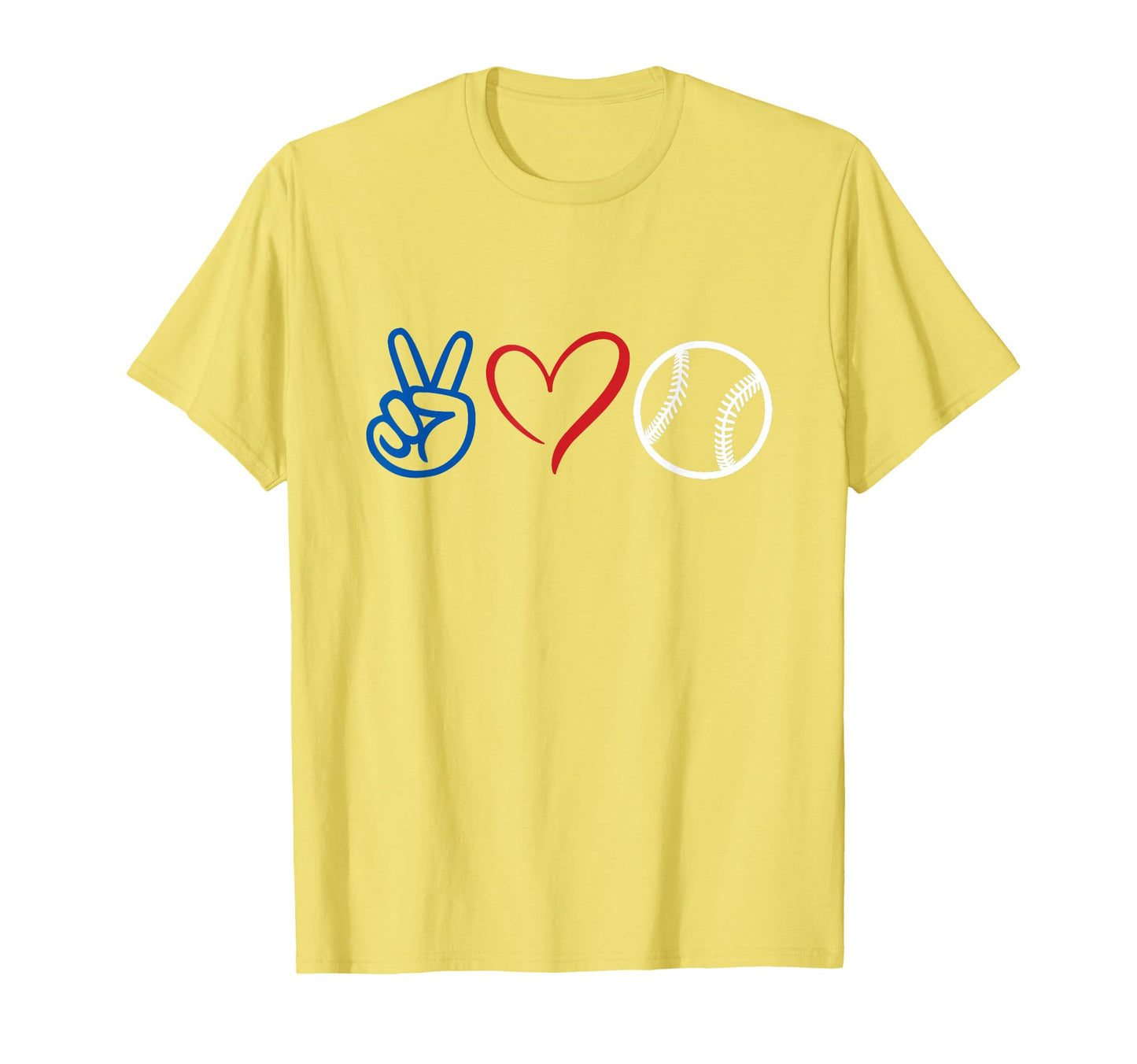 Peace Love Baseball Red White Blue T-Shirt - Aesthetic Graphic Men Women - T-Shirt, Sweatshirt, Hoodie